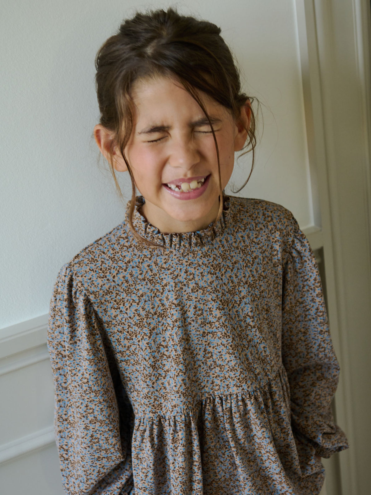 Jersey peplum blouse met print Kids - Blue/Brown | 101541 Heidi