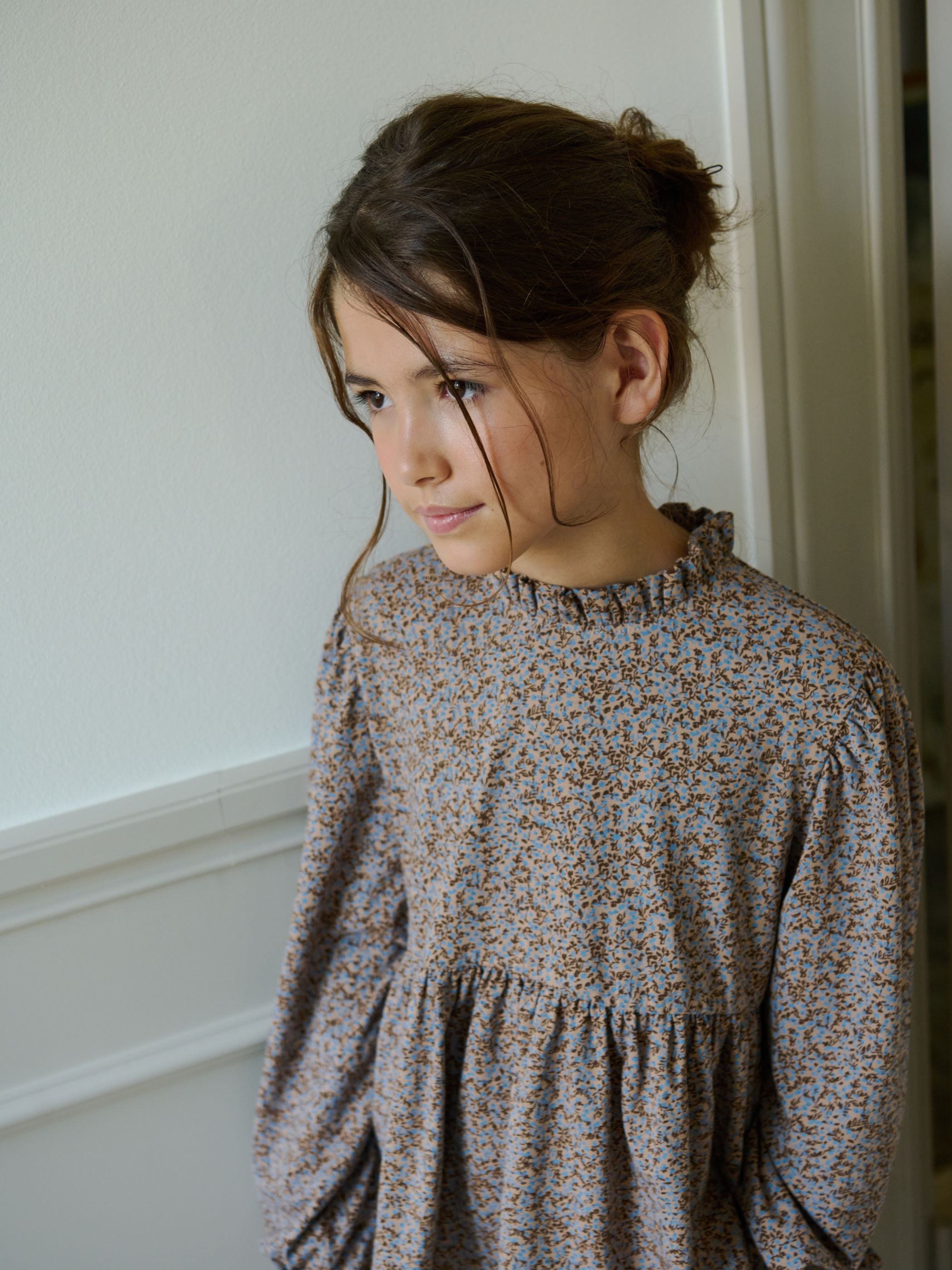 Jersey peplum blouse met print Tween - Blue/Brown | 101542 Heidi