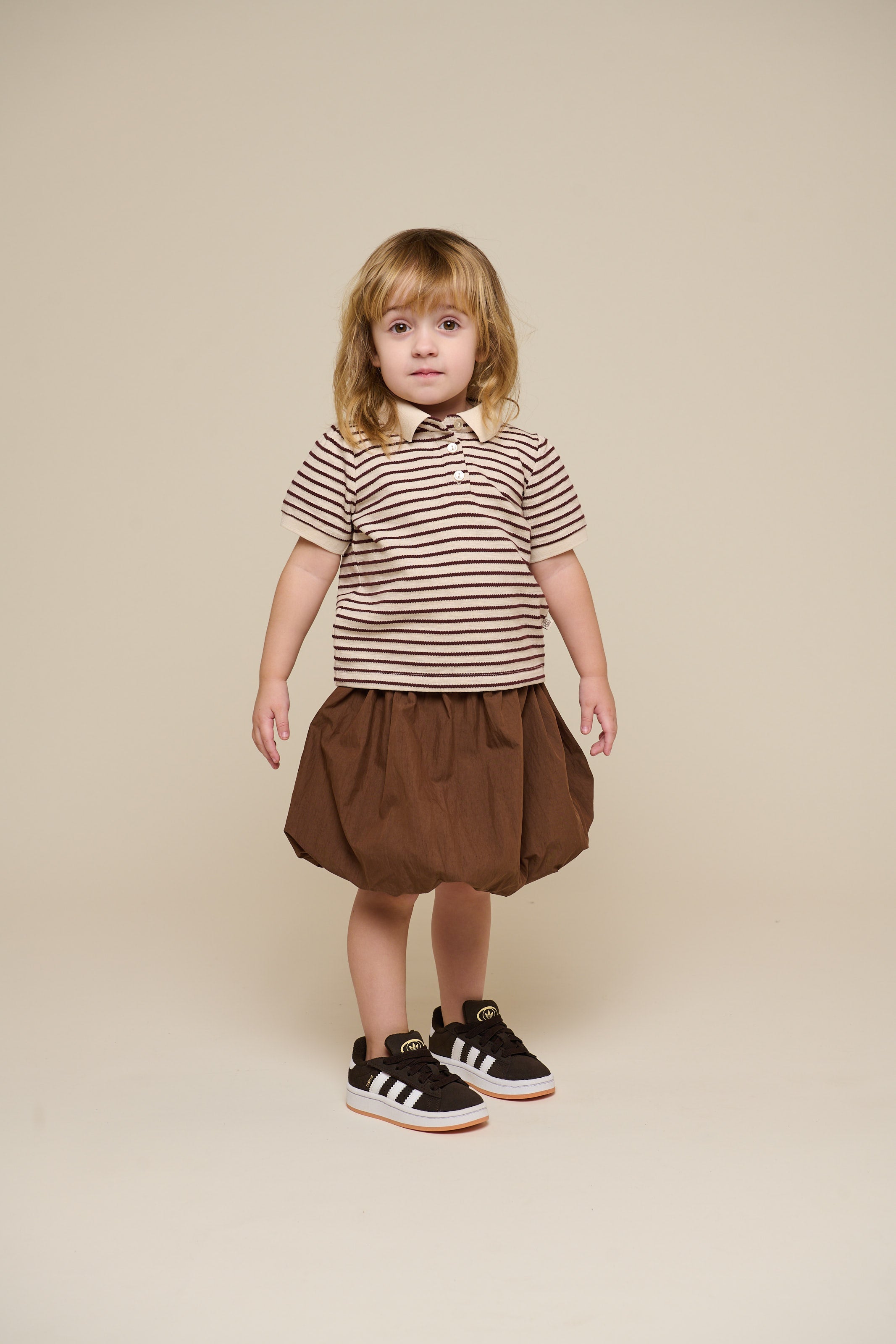 Gestreepte Jersey Polo - Kids - Brown | 101004 Emmie