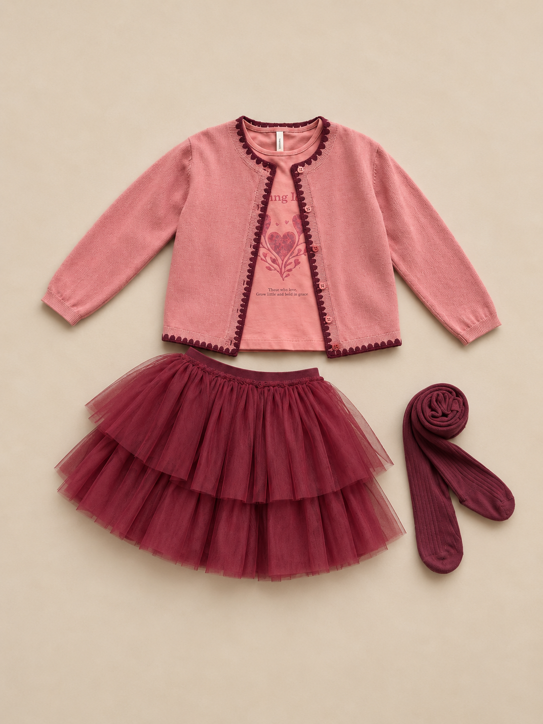 Langarmshirt met glitterprint Kids - Dusty Rose | 101713 Piper