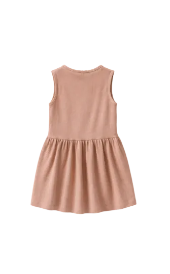 Mouwloze Modal Rib Jurk - Kids - Rose Tan | 101296 Lottie