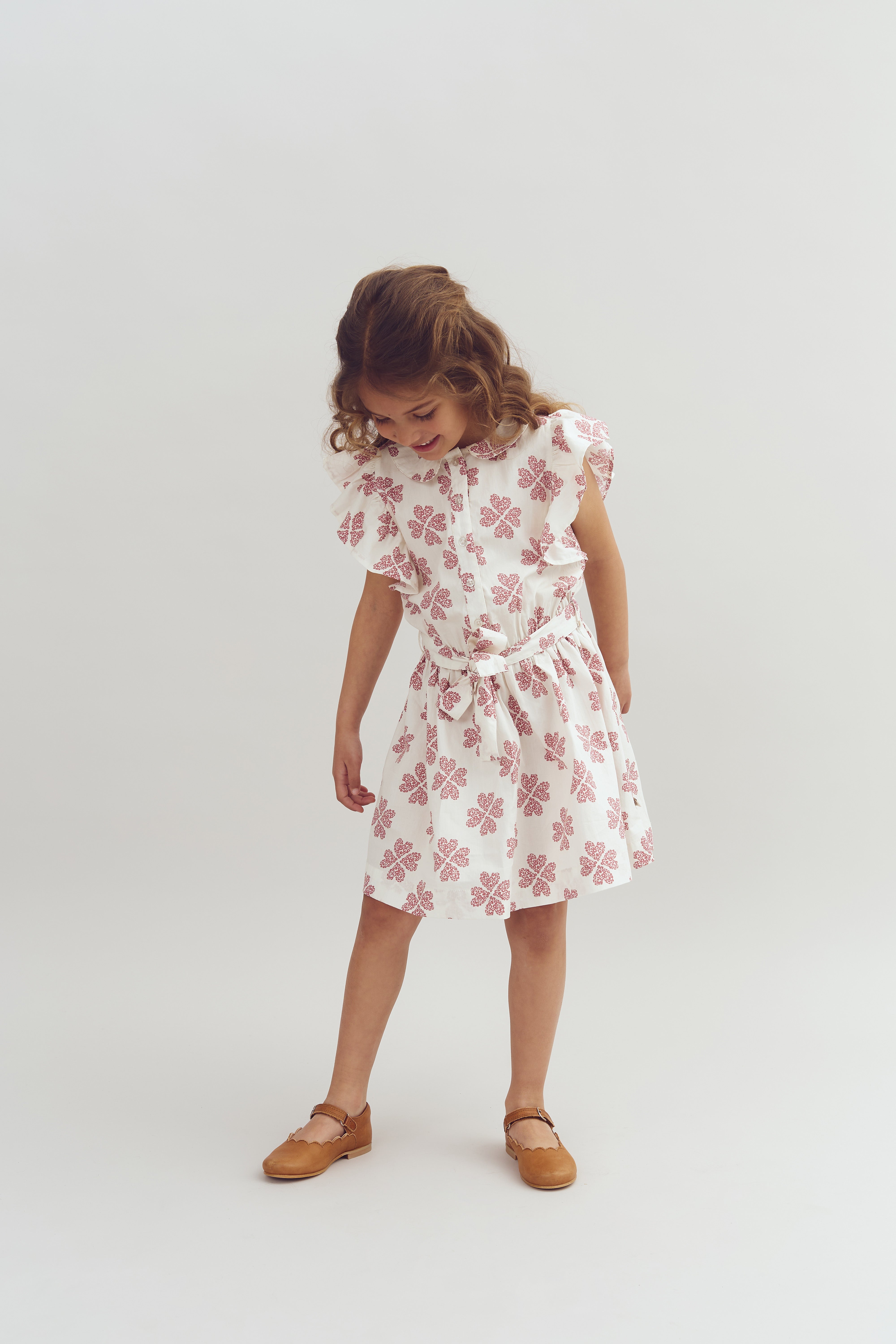 Overhemdjurk met hartjesprint - Off White / Blush | 100236 Cloe