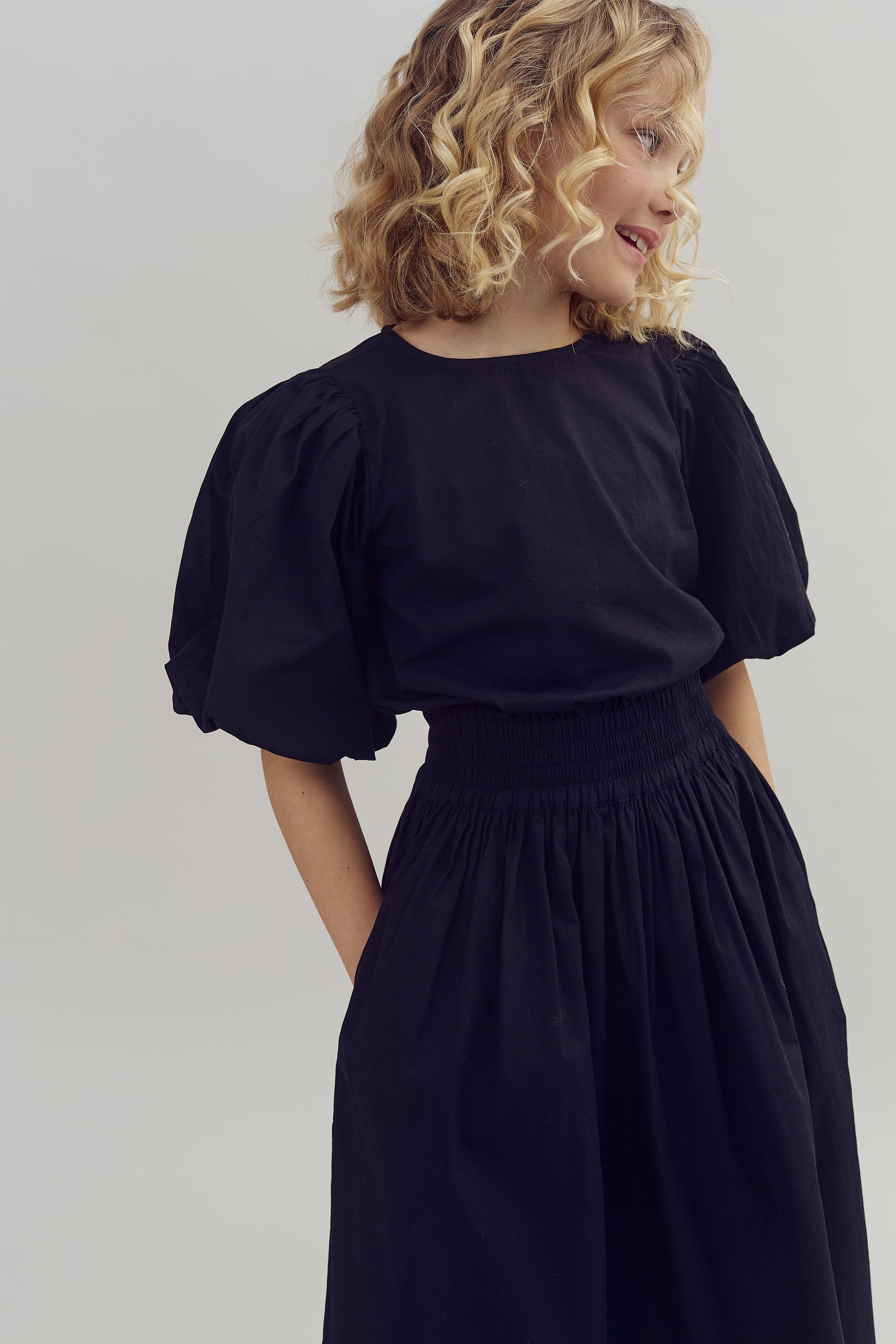 Poplin rok op theelengte - Tween - Black | 100225 Laura