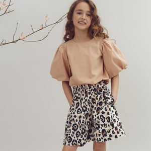 Baggy poplin shorts - Tween - Leopard print | 100222 Laura