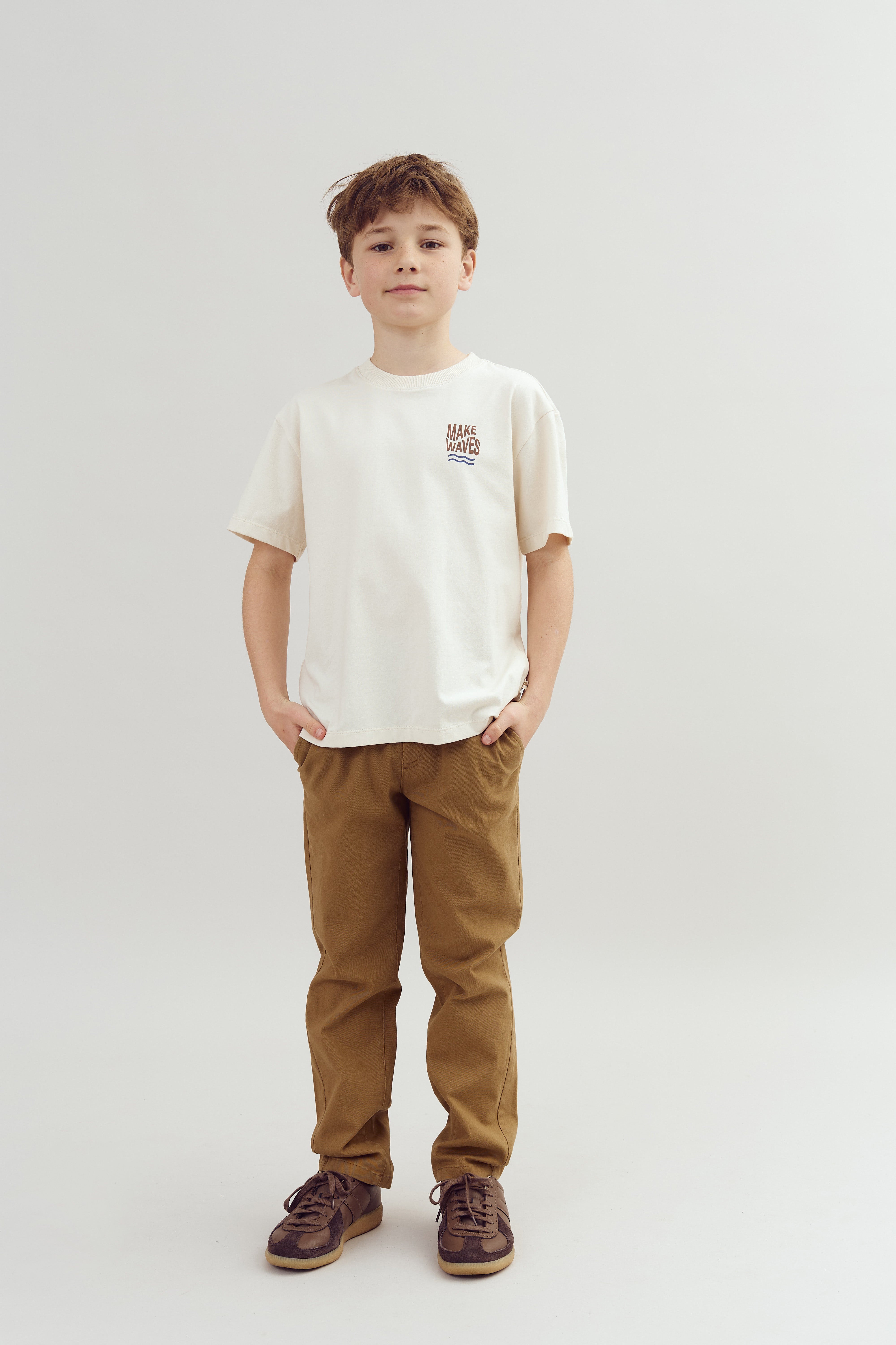 Casual pull-on chino - Tweens - Walnut