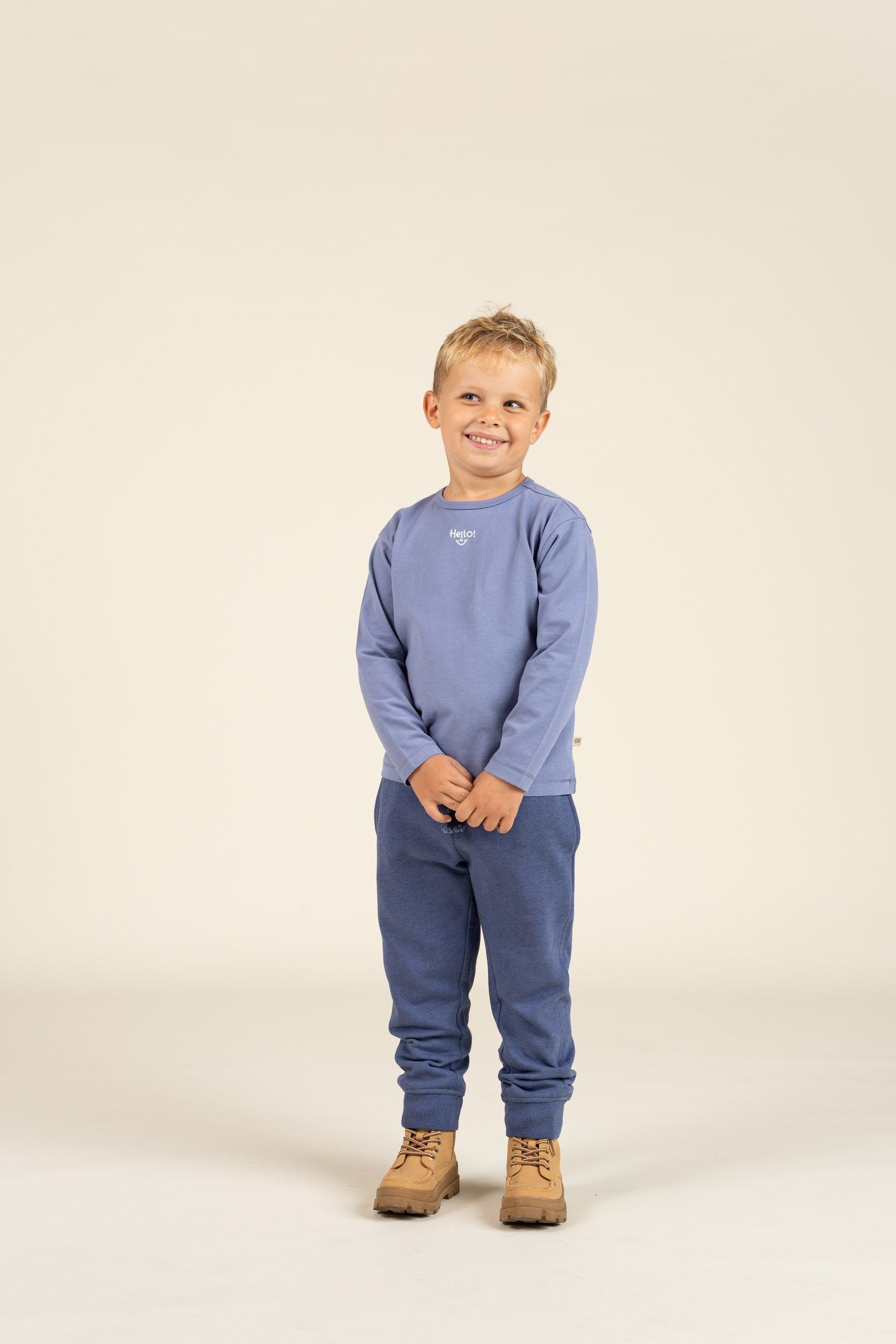 T-shirt met lange mouwen en borduursel - Kids - Blue | 100858 Brandon