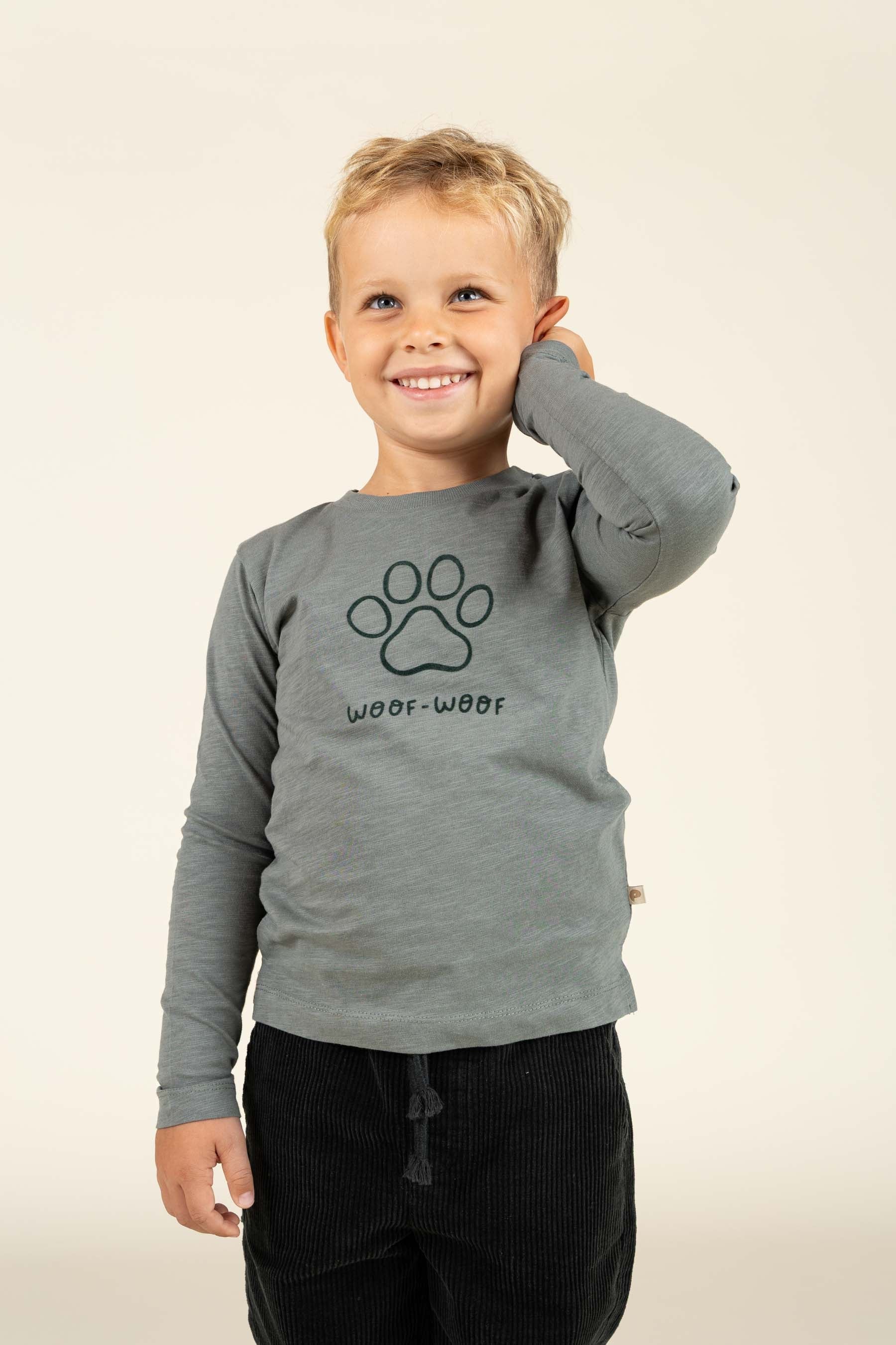 Slub Jersey T-shirt met lange mouwen - Kids - Dusty Dark Green | 100834 Kevin