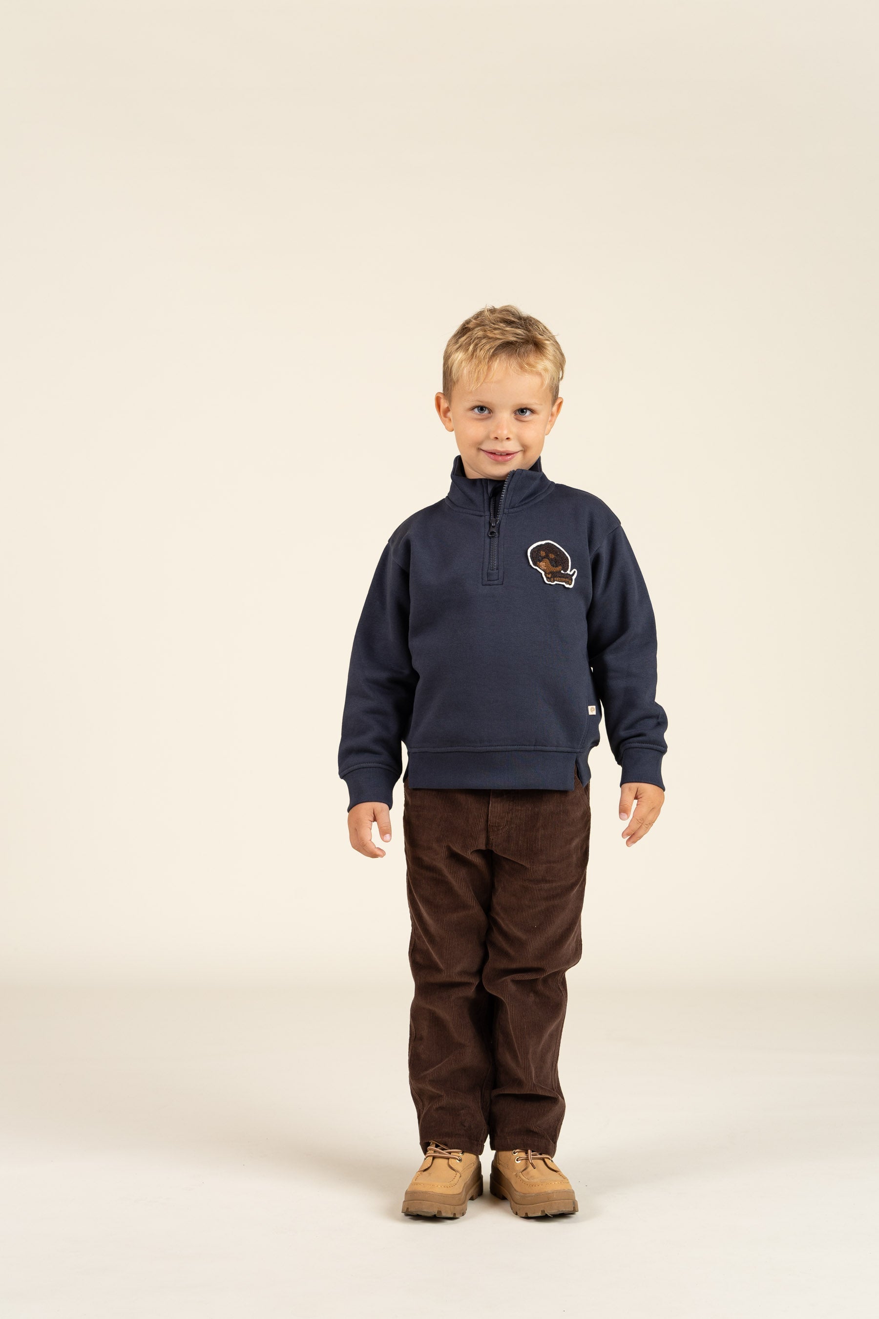 Sweatshirt met halve rits - Kids - Navy | 100806 Tristan