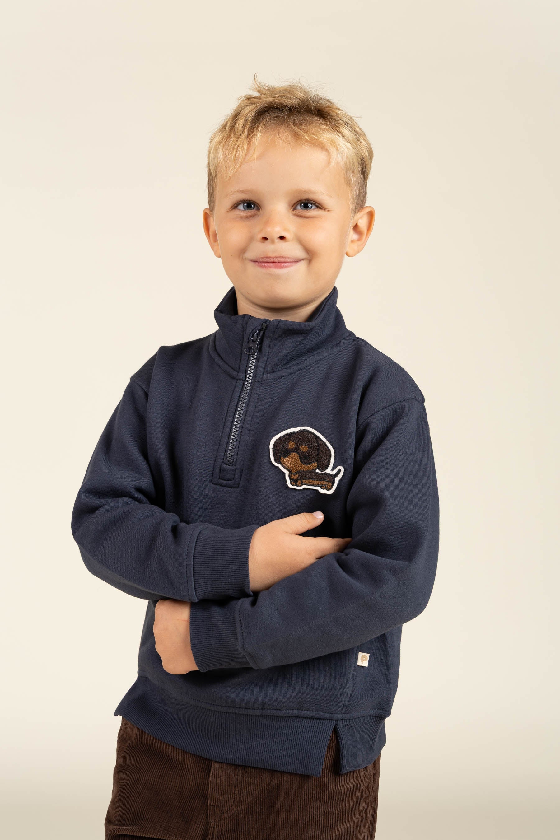 Sweatshirt met halve rits - Kids - Navy | 100806 Tristan