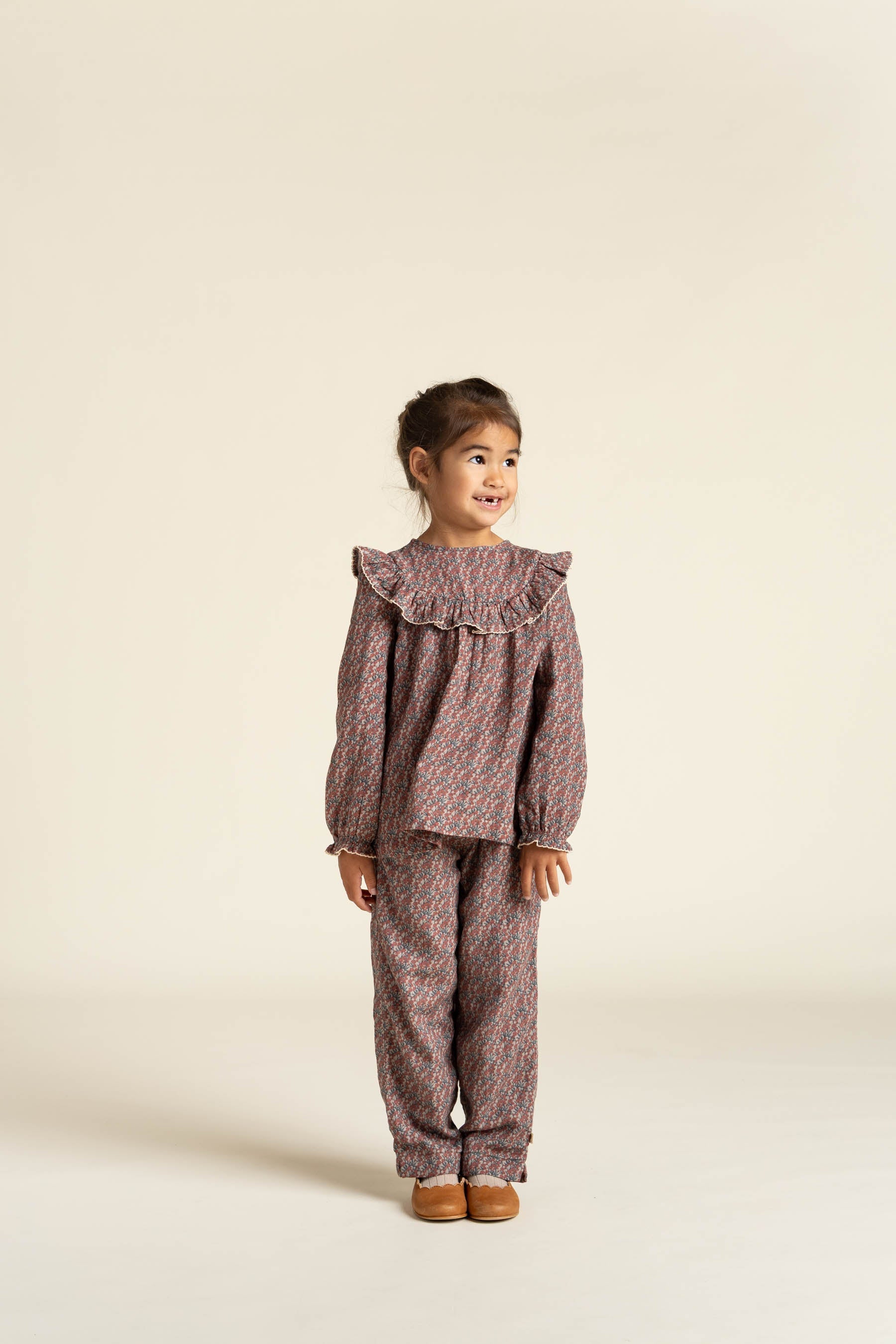Gedrukte broek van dubbel gaas - Kids - Rose / Green | 100734 Maggie