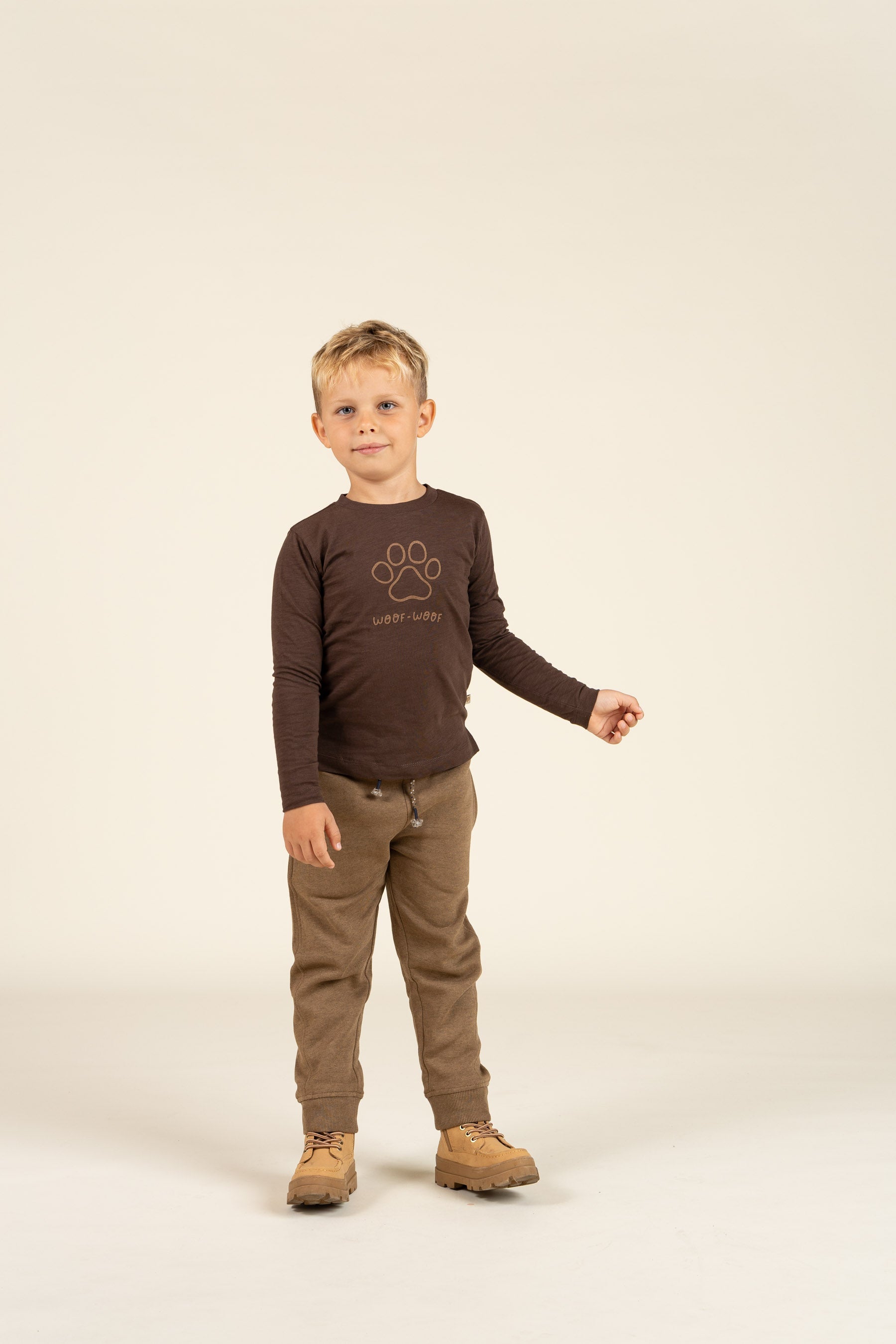 Slub Jersey T-shirt met lange mouwen - Kids - Chocolate | 100832 Kevin