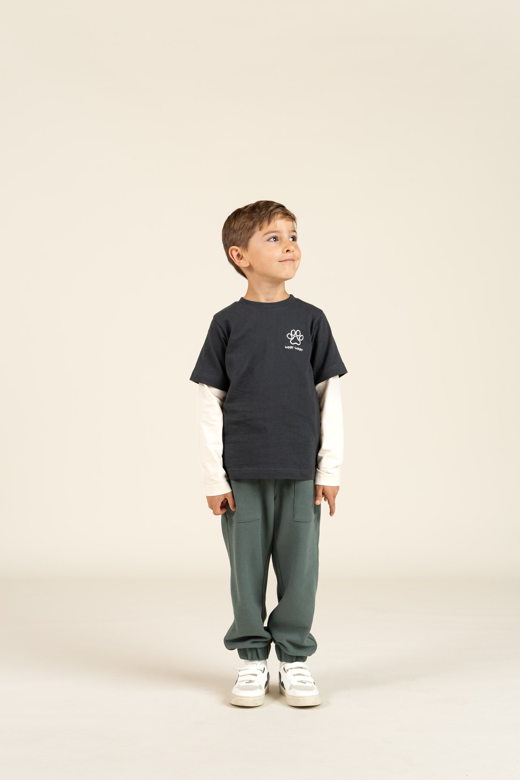 Boxy T-shirt met dubbele mouwen - Kids - Forest Green | 100840 Alex