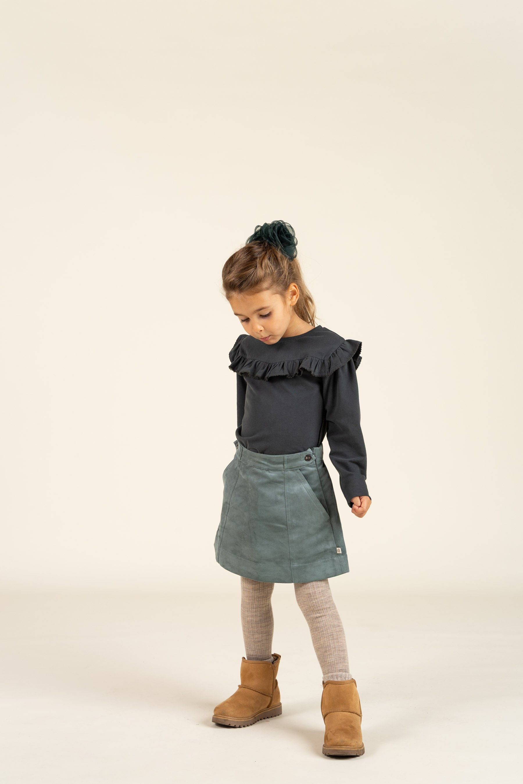 Rok van imitatie suède - Kids - Dusty Dark Green | 100594 Selene