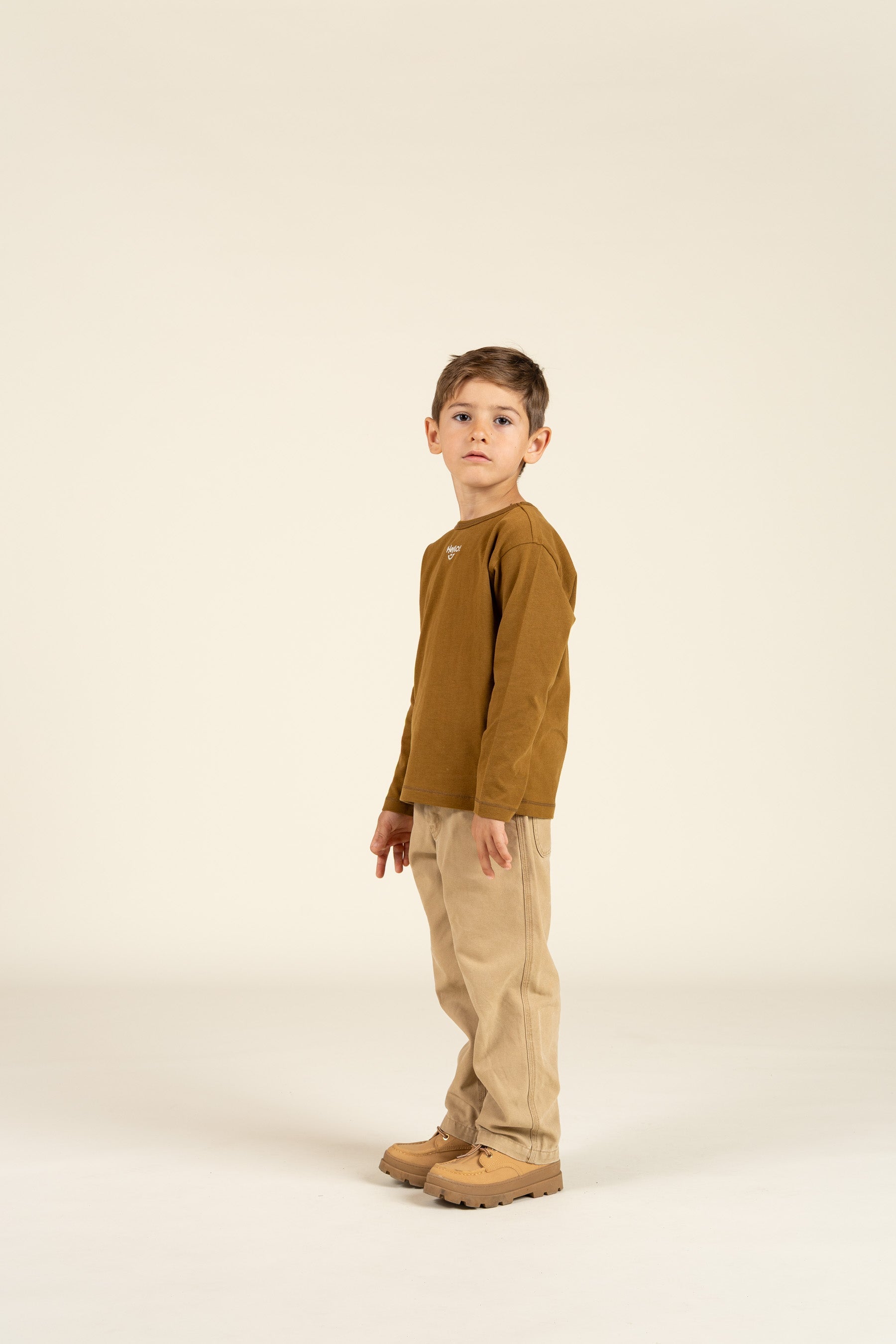 T-shirt met lange mouwen en borduursel - Kids - Walnut | 100854 Brandon