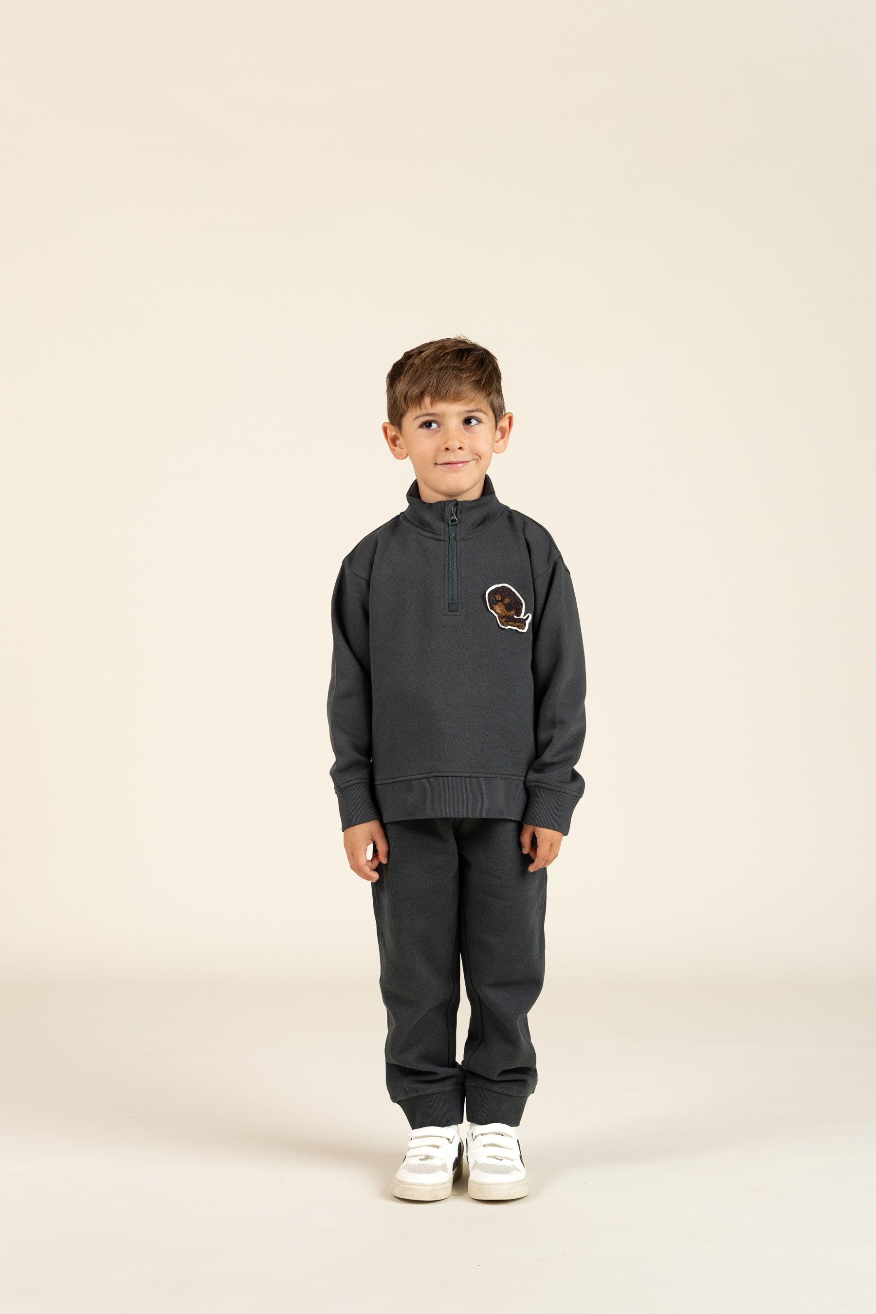 Sweatshirt met halve rits - Kids - Forest Green | 100810 Tristan