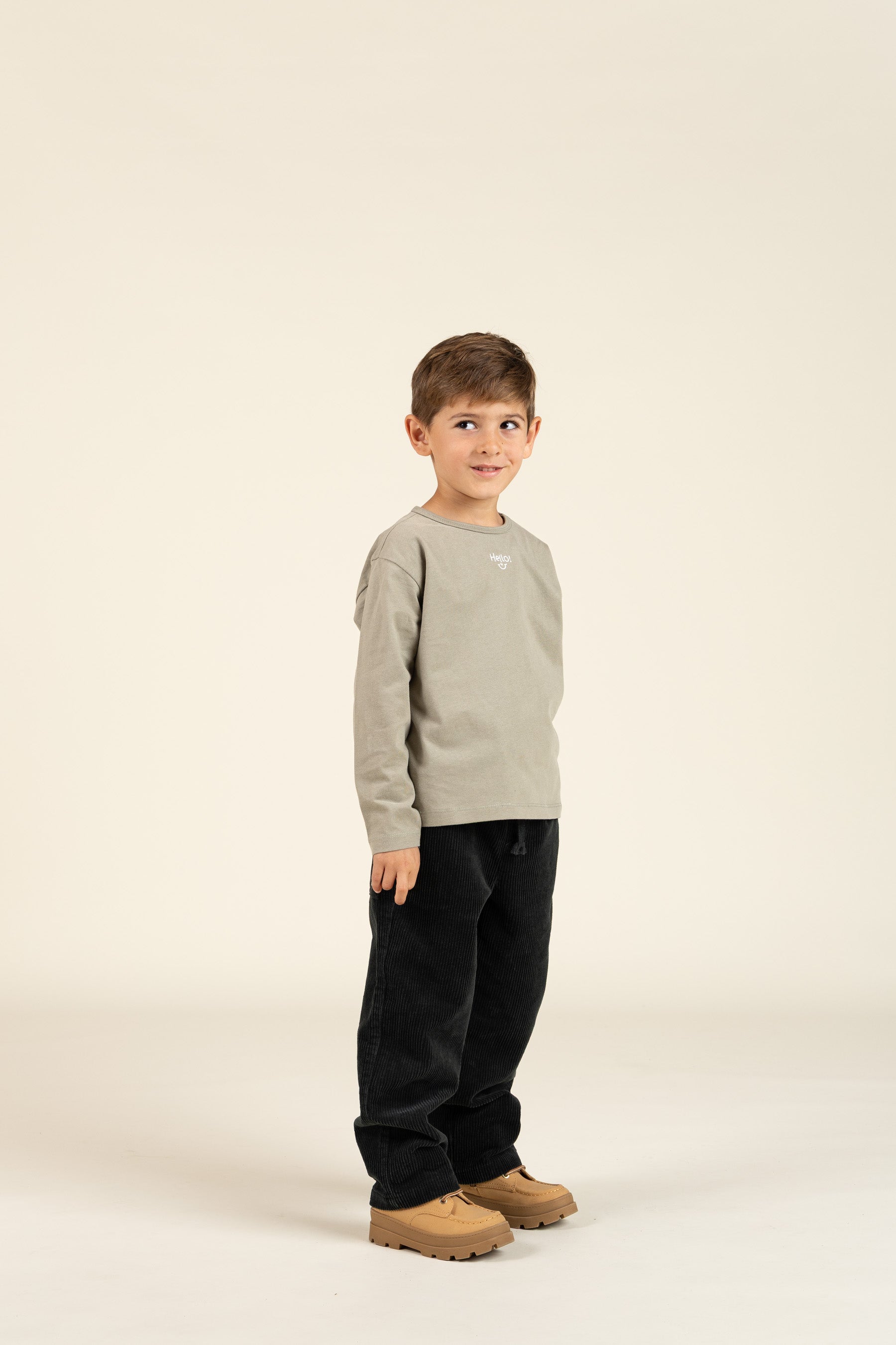 T-shirt met lange mouwen en borduursel - Kids - Dusty Green | 100856 Brandon