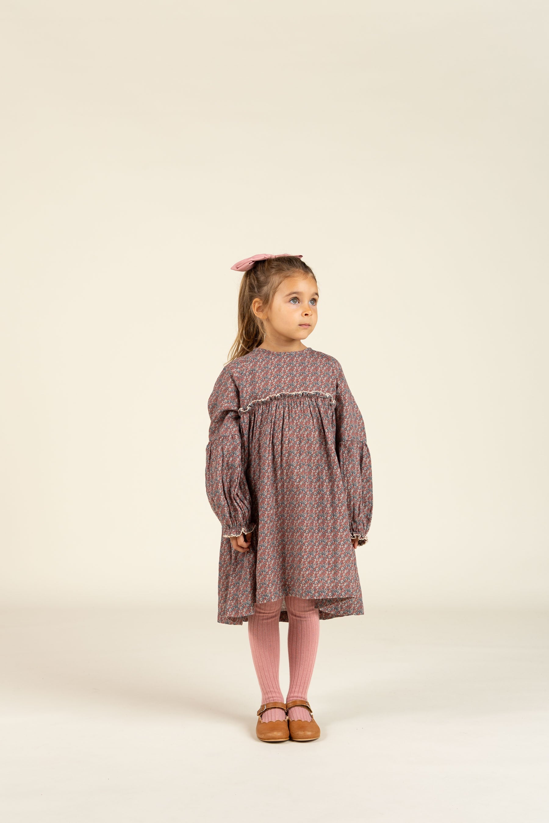 Gedrukte jurk van dubbel gaas - Kids - Rose / Green | 100728 Maggie