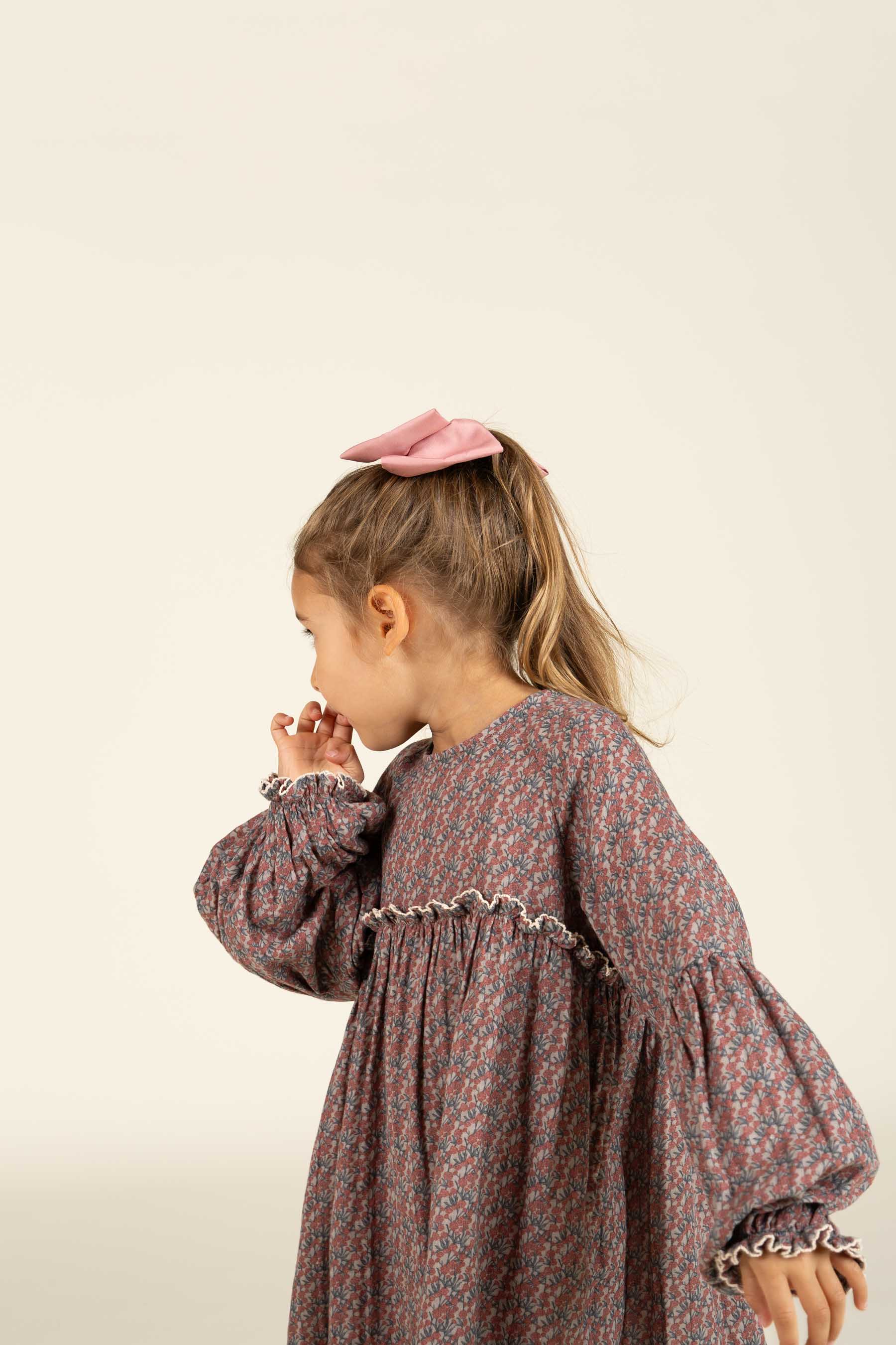 Gedrukte jurk van dubbel gaas - Kids - Rose / Green | 100728 Maggie