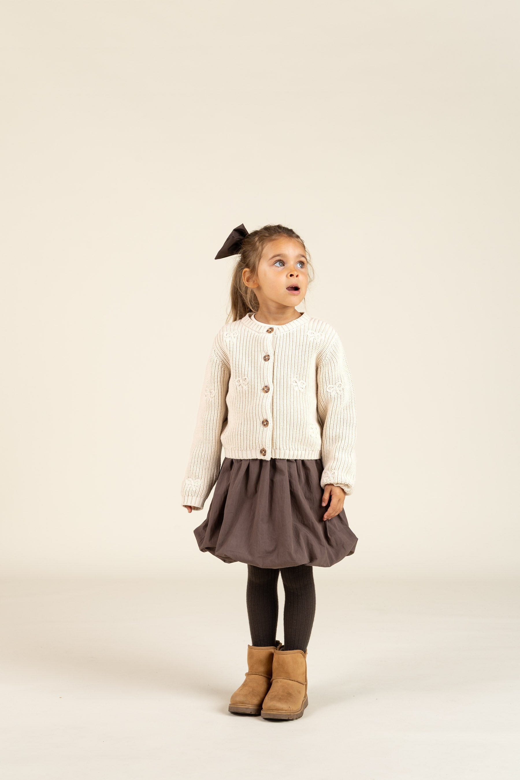 Gebreid katoenen vest met strikjes - Kids - Nature | 100790 Freya