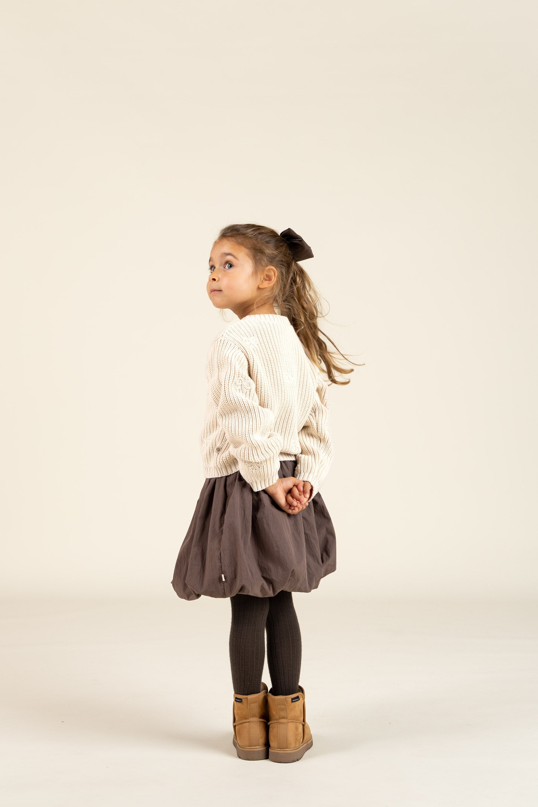 Gebreid katoenen vest met strikjes - Kids - Nature | 100790 Freya