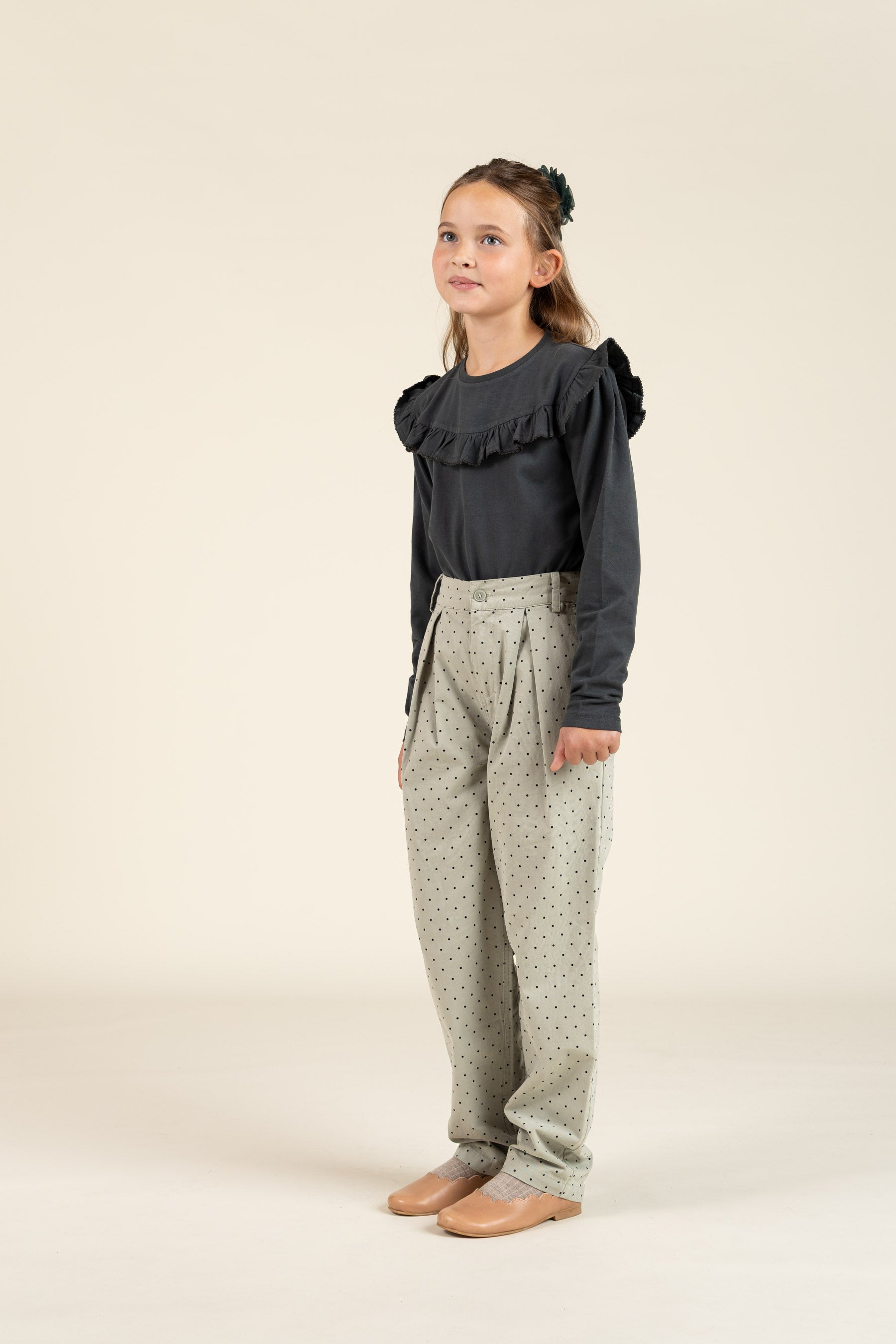Twill broek met stip - Tween - Dusty Green | 100617 Iris