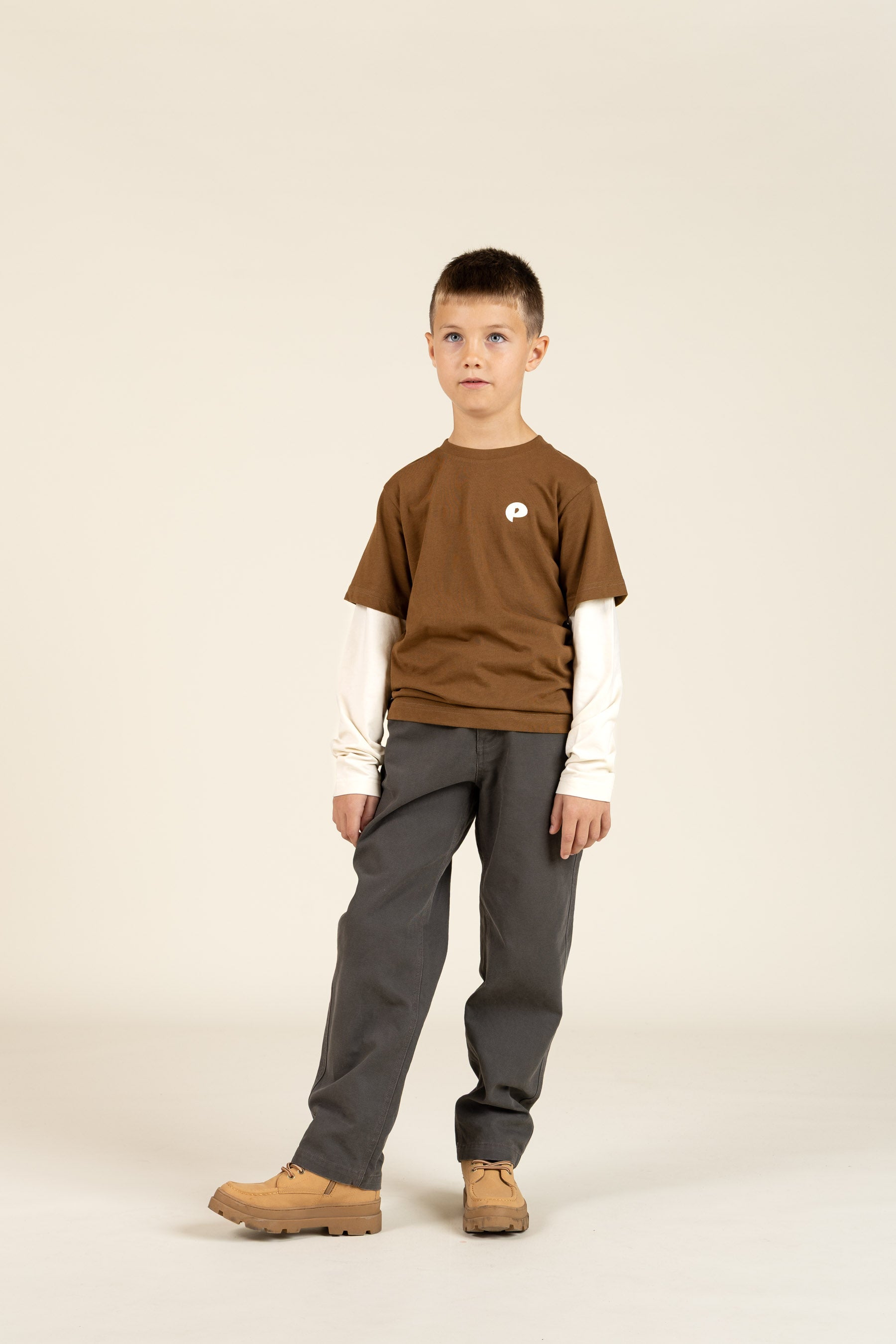 Boxy T-shirt met dubbele mouwen - Tween - Coffee | 100839 Alex