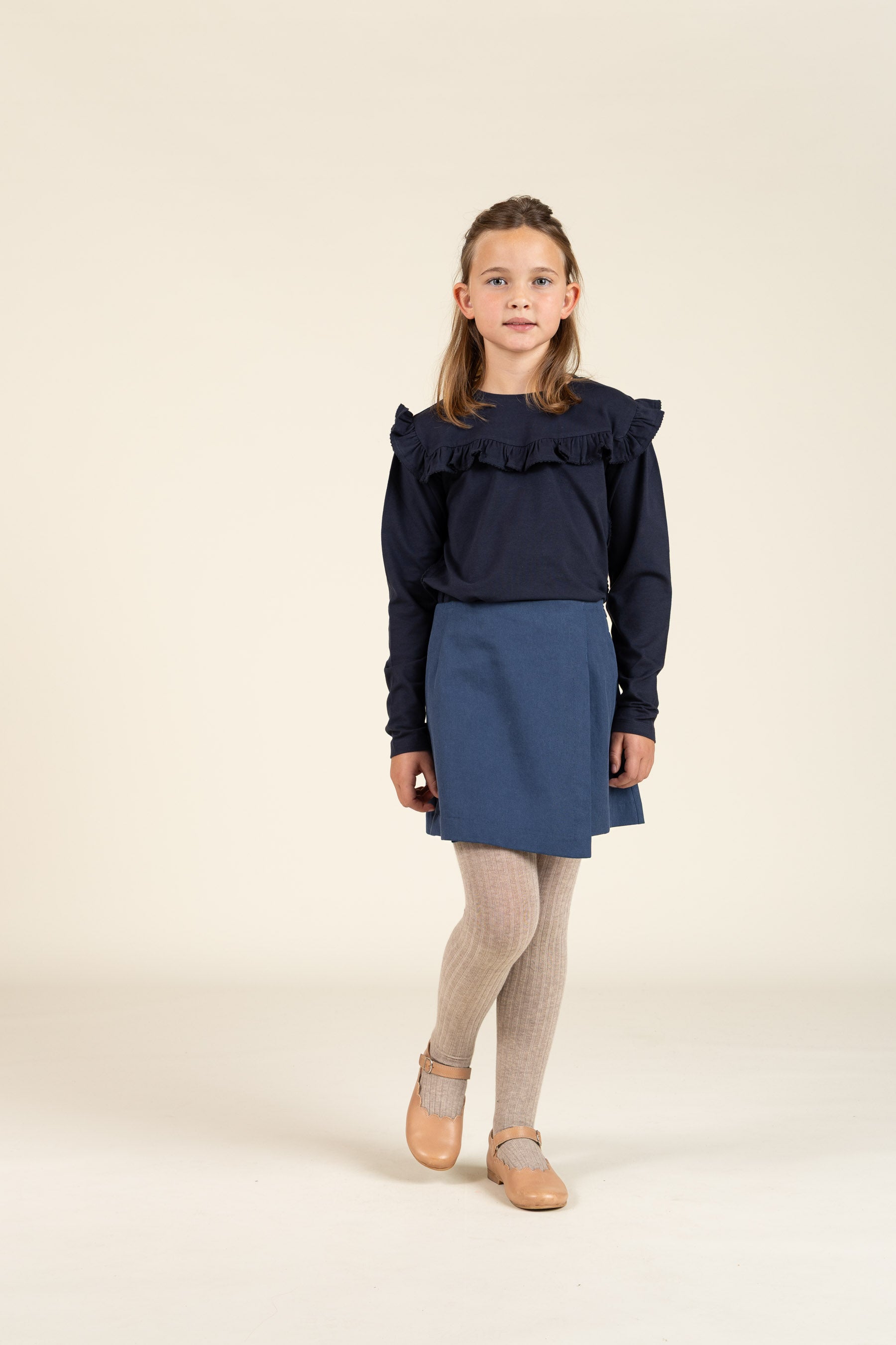 Jersey blouse met ruches - Tween - Navy | 100865 Talia