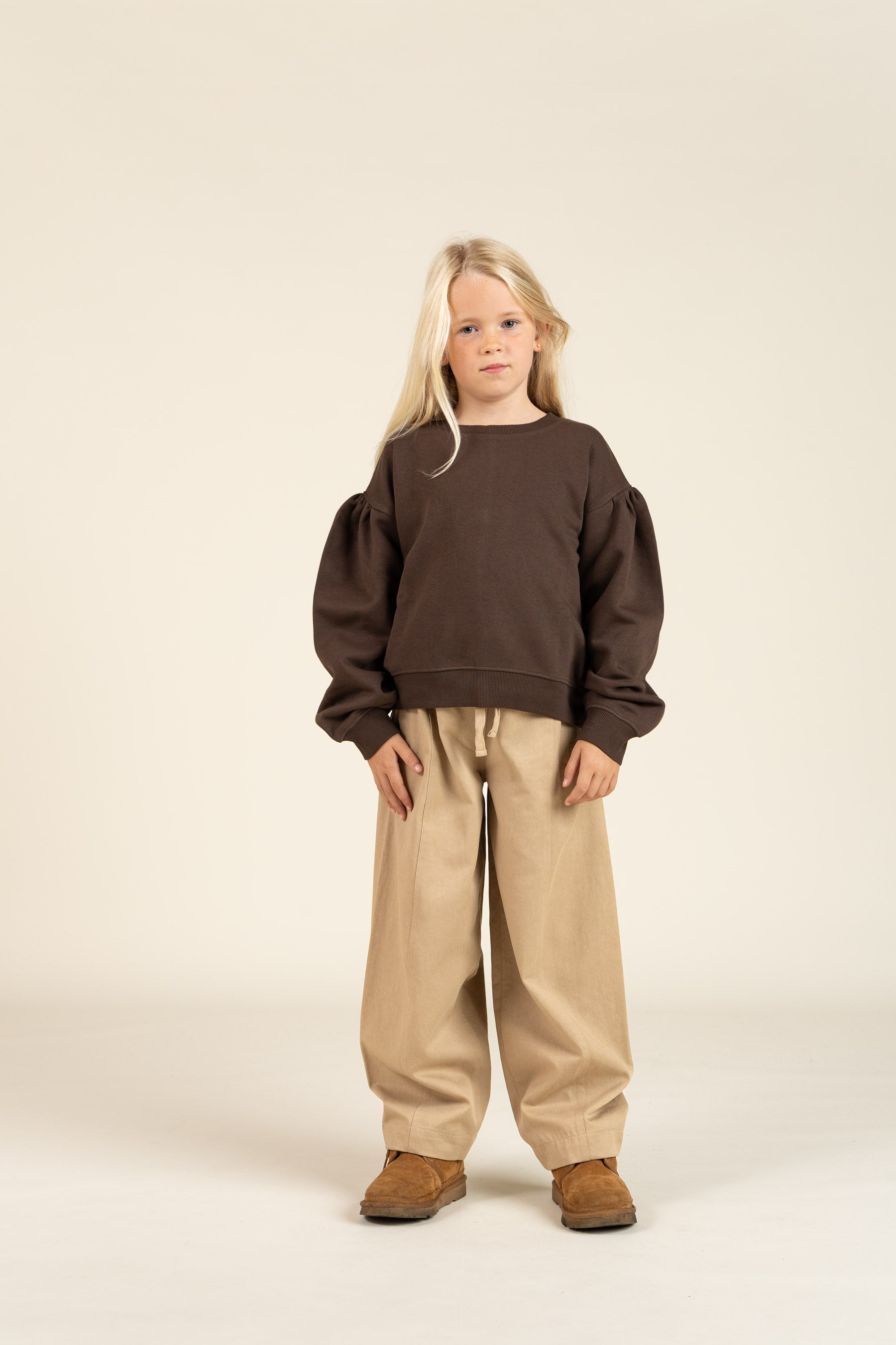 Tencel broek met barrel-pijpen - Tween - Beige | 100135 Asta