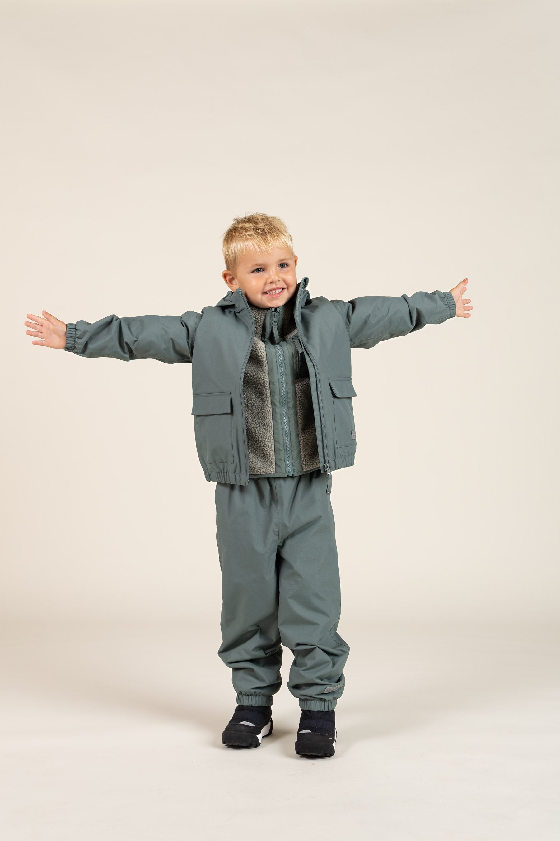 Shell-jas met opgestikte zak - Kids - Dusty Dark Green | 100501 Luke