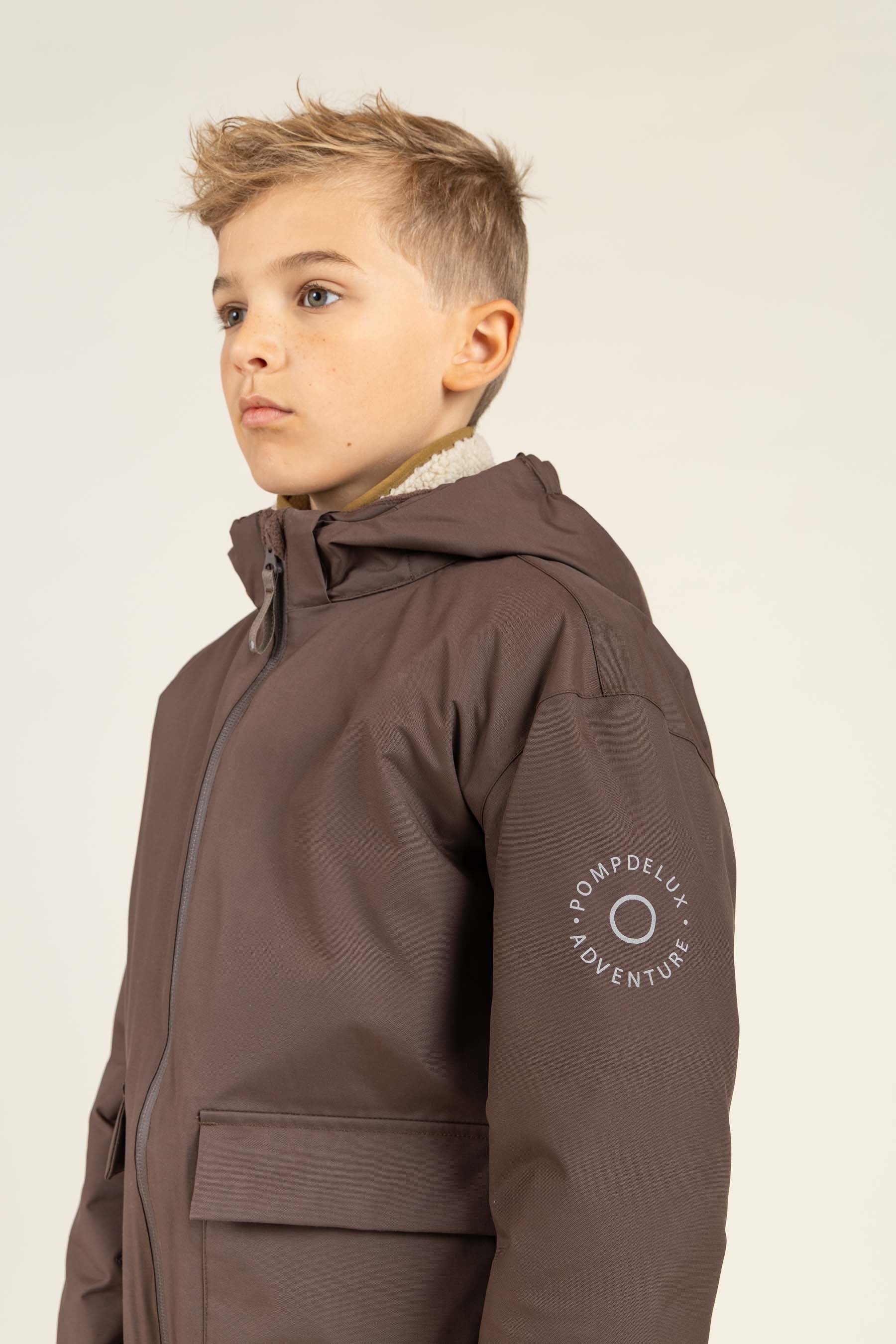 Shell-jas met opgestikte zak - Tween - Chocolate | 100500 Luke