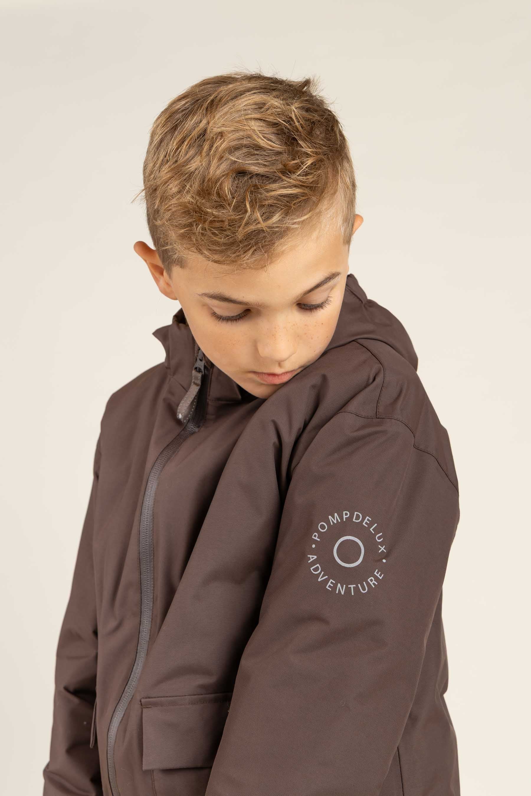 Shell-jas met opgestikte zak - Tween - Chocolate | 100500 Luke