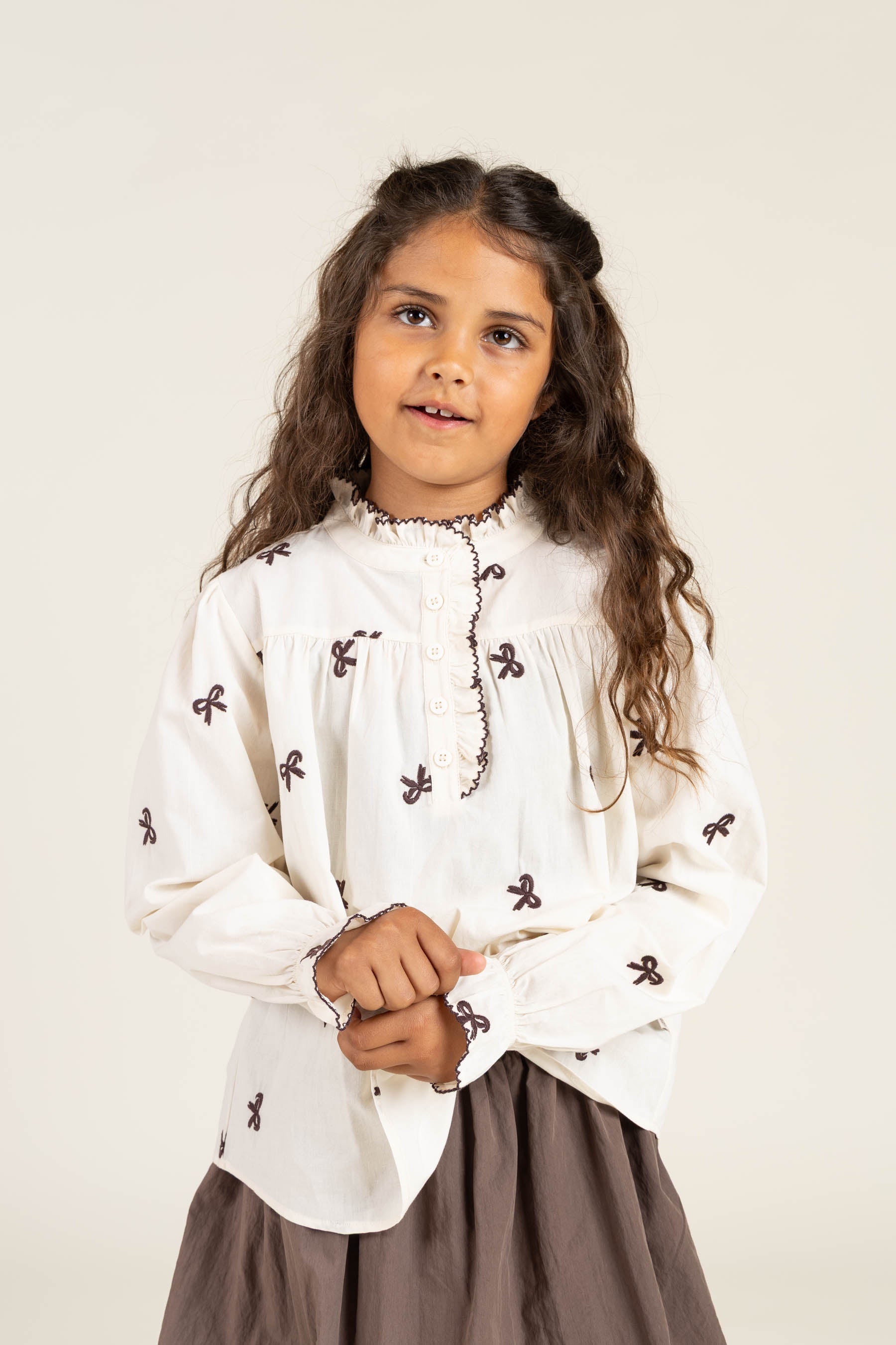 Popeline blouse met borduursel - Tween - Off White | 100674 Adison
