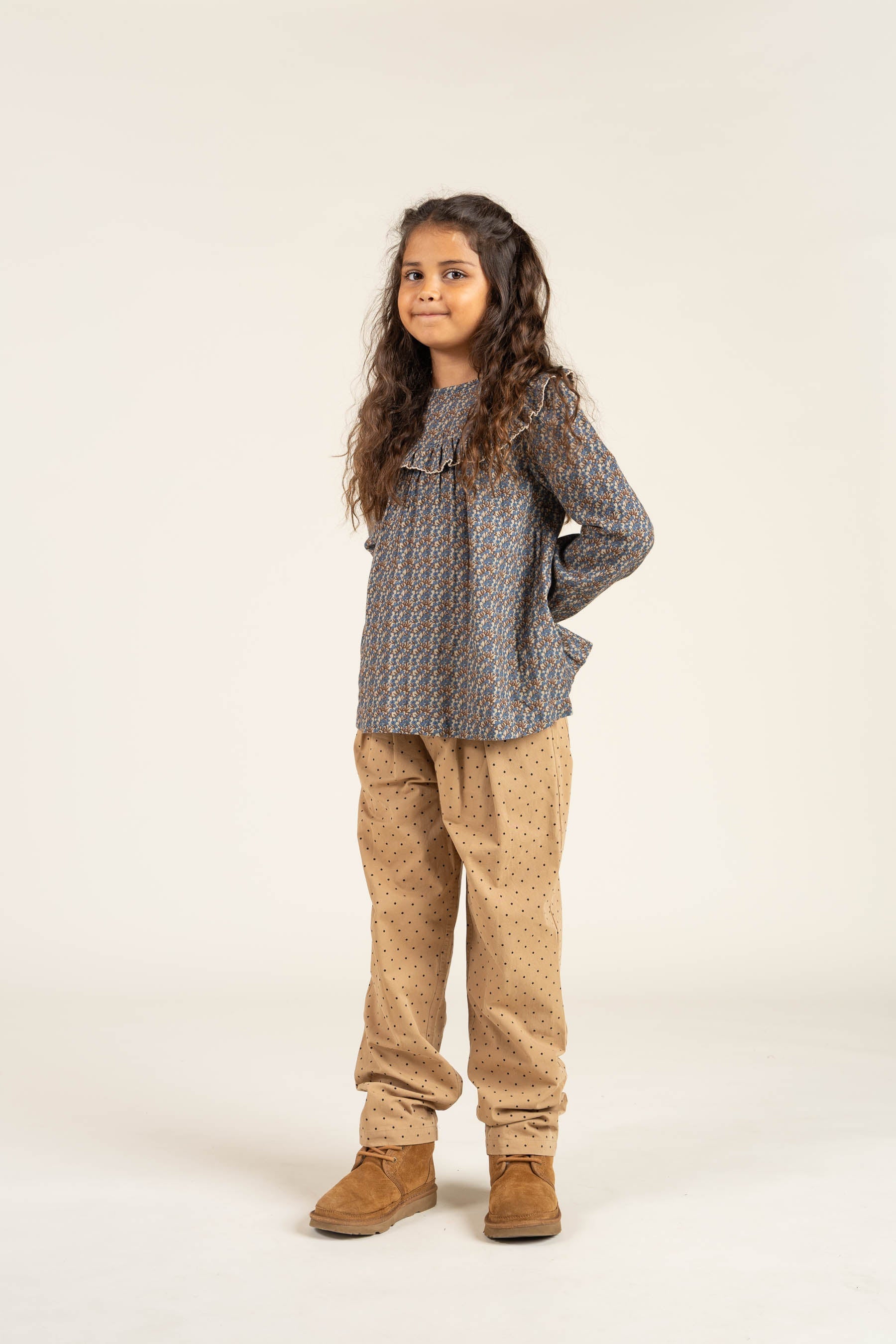 Gedrukte dubbel gaas blouse - Tween - Blue / Brown | 100730 Maggie