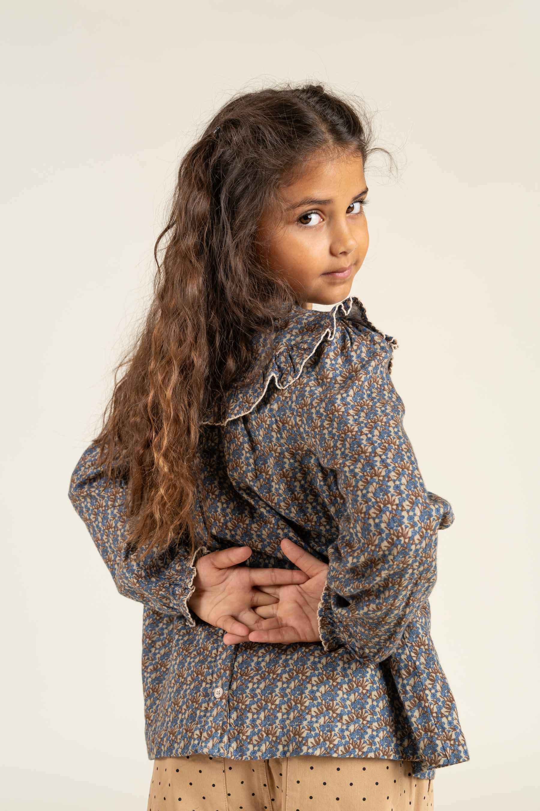 Gedrukte dubbel gaas blouse - Tween - Blue / Brown | 100730 Maggie