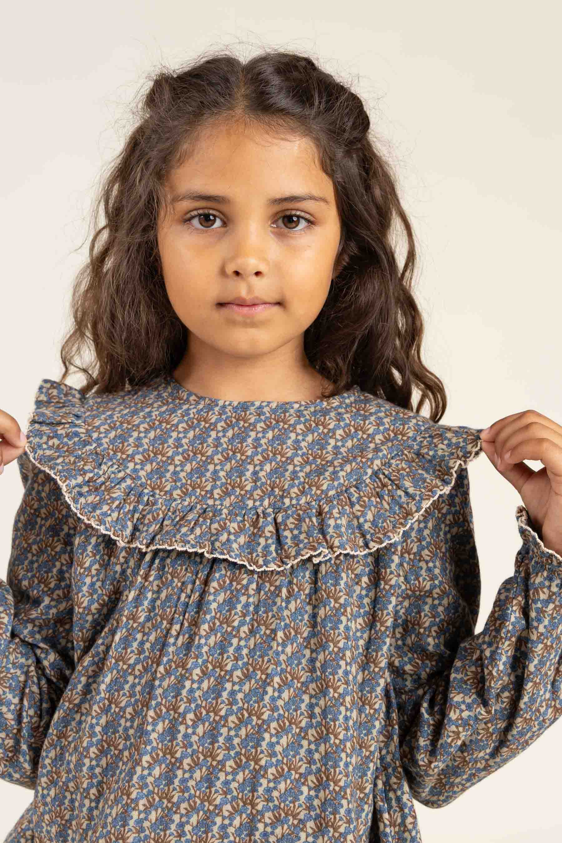 Gedrukte dubbel gaas blouse - Tween - Blue / Brown | 100730 Maggie