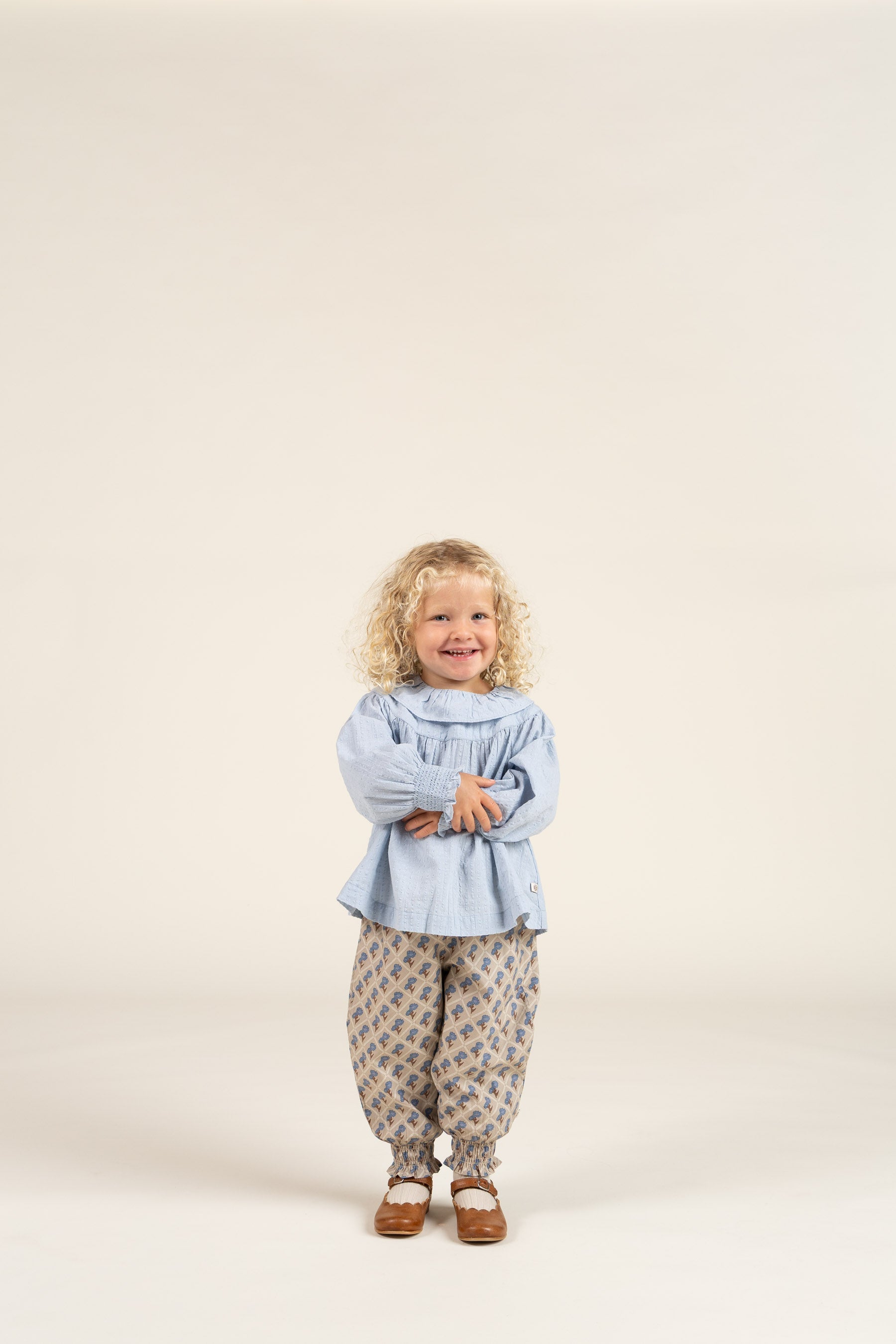 Katoenen blouse met kraag - Kids - Light Blue | 100885 Claire