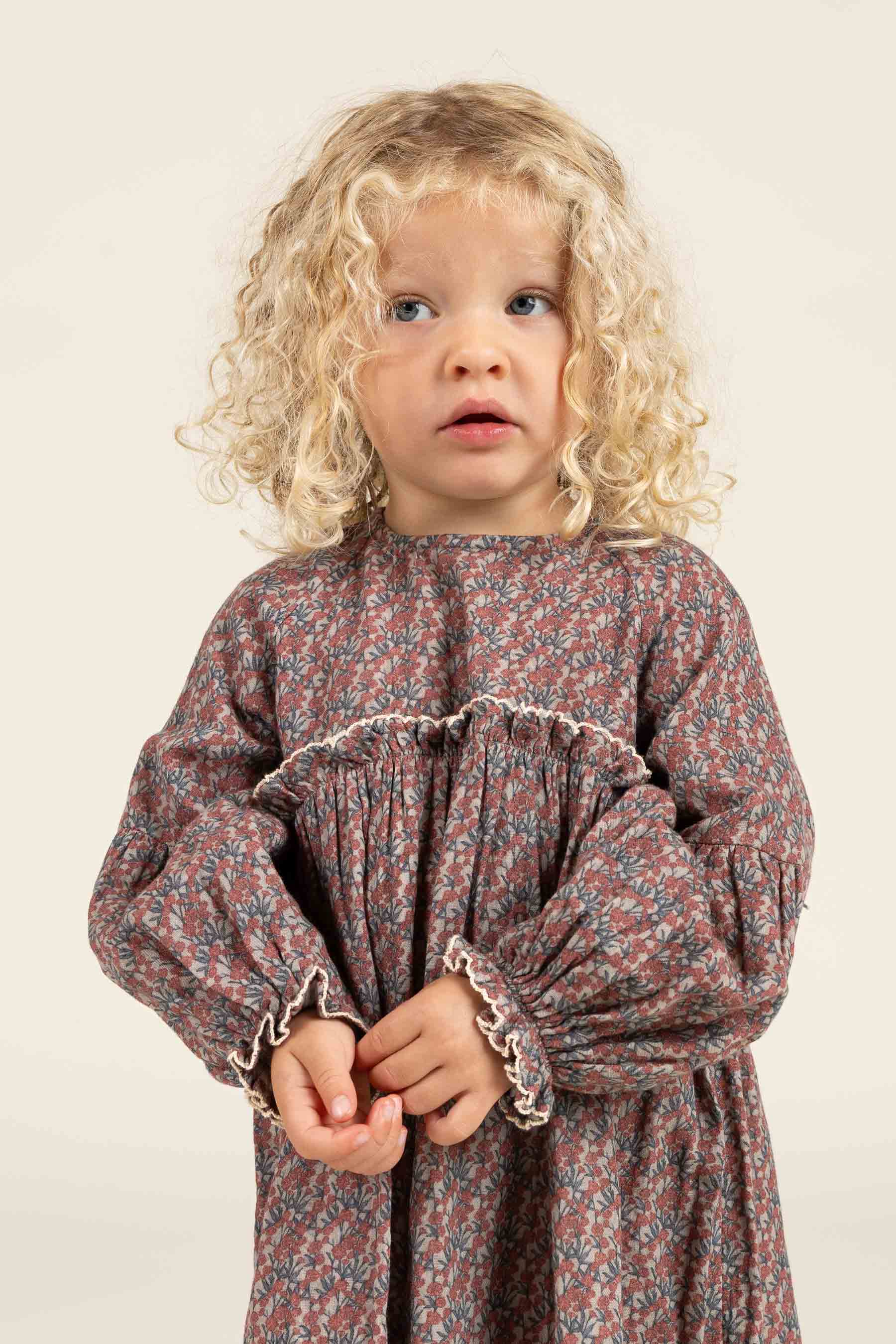 Gedrukte jurk van dubbel gaas - Kids - Rose / Green | 100728 Maggie