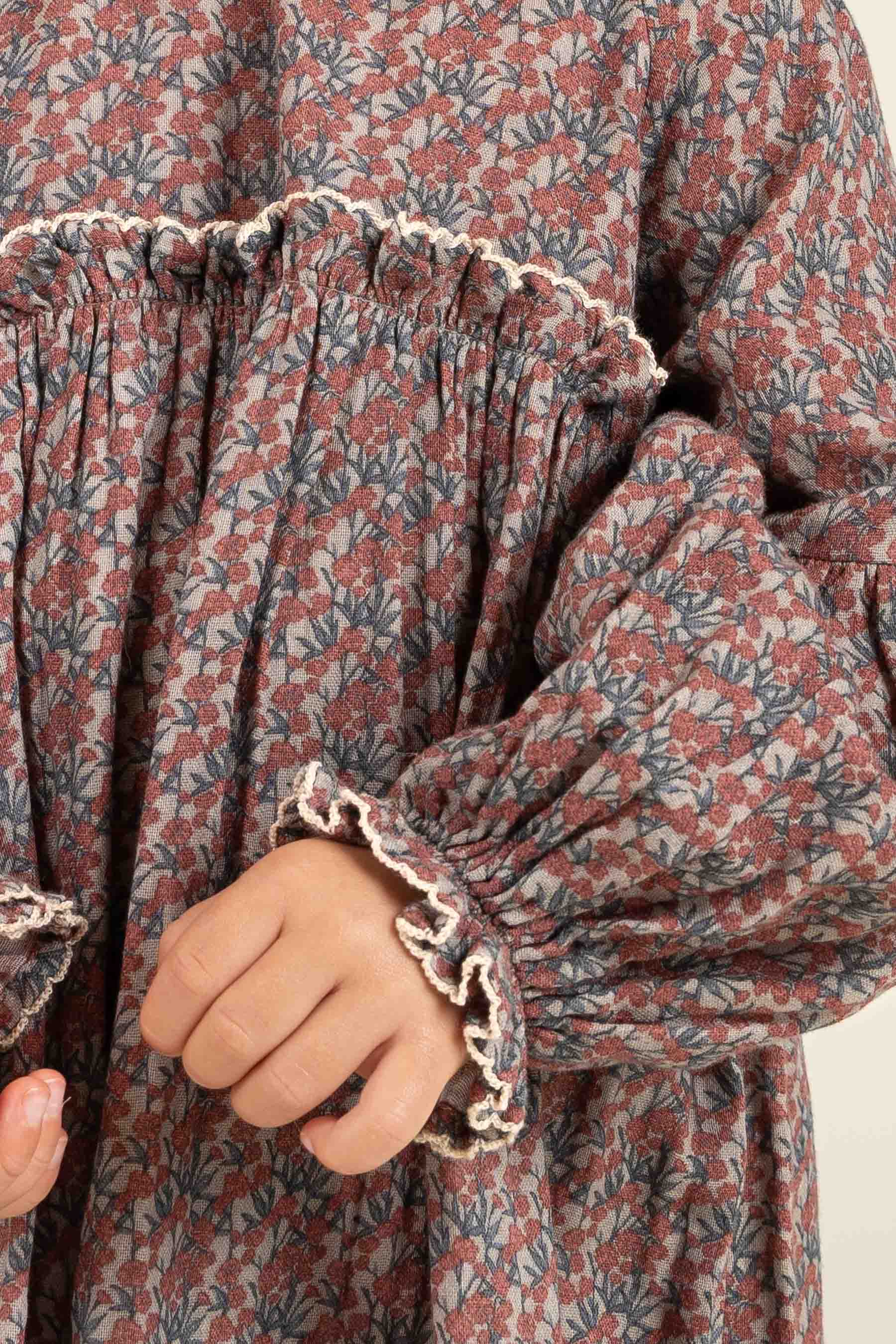 Gedrukte jurk van dubbel gaas - Kids - Rose / Green | 100728 Maggie