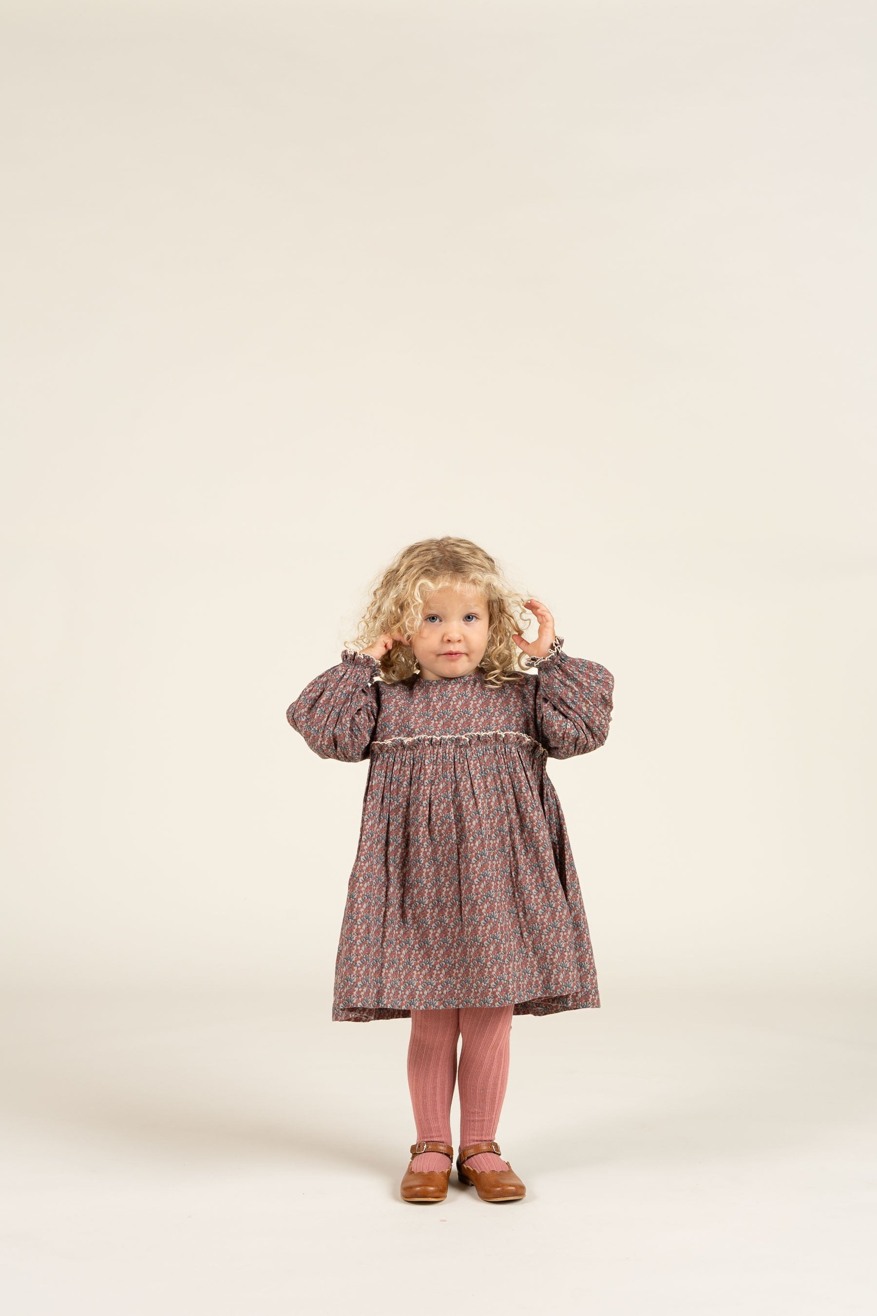 Gedrukte jurk van dubbel gaas - Kids - Rose / Green | 100728 Maggie