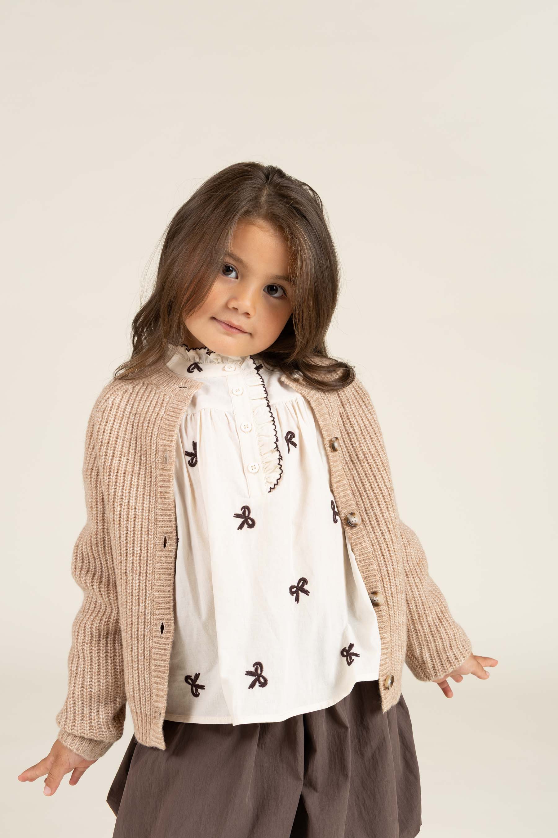 Popeline blouse met borduursel - Kids - Off White | 100673 Adison