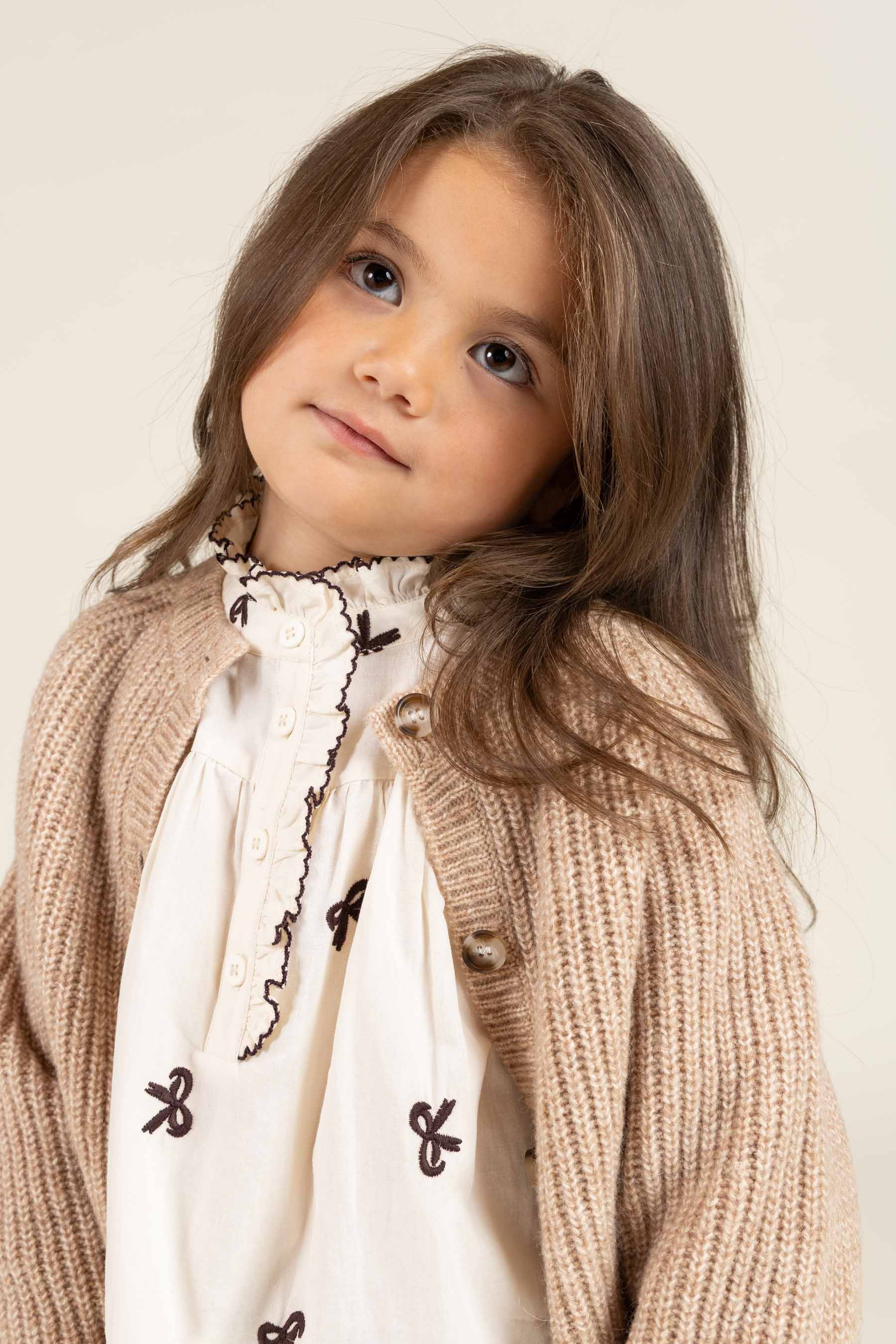 Popeline blouse met borduursel - Kids - Off White | 100673 Adison
