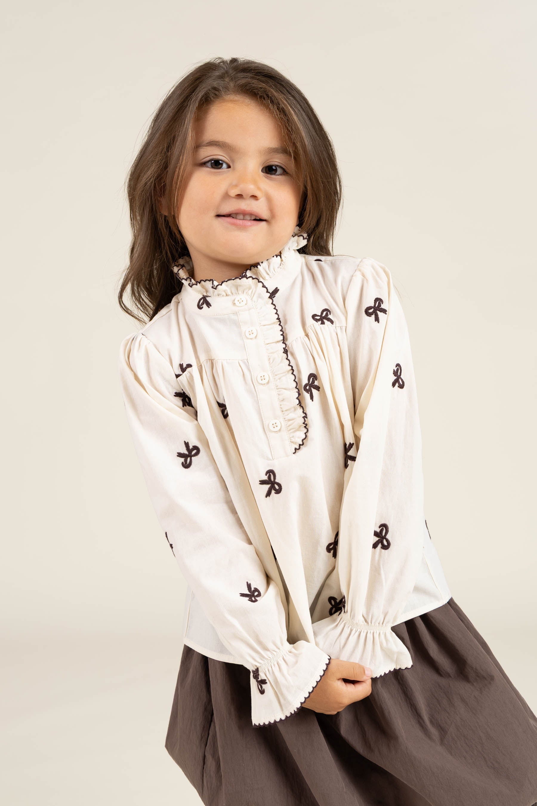 Popeline blouse met borduursel - Kids - Off White | 100673 Adison