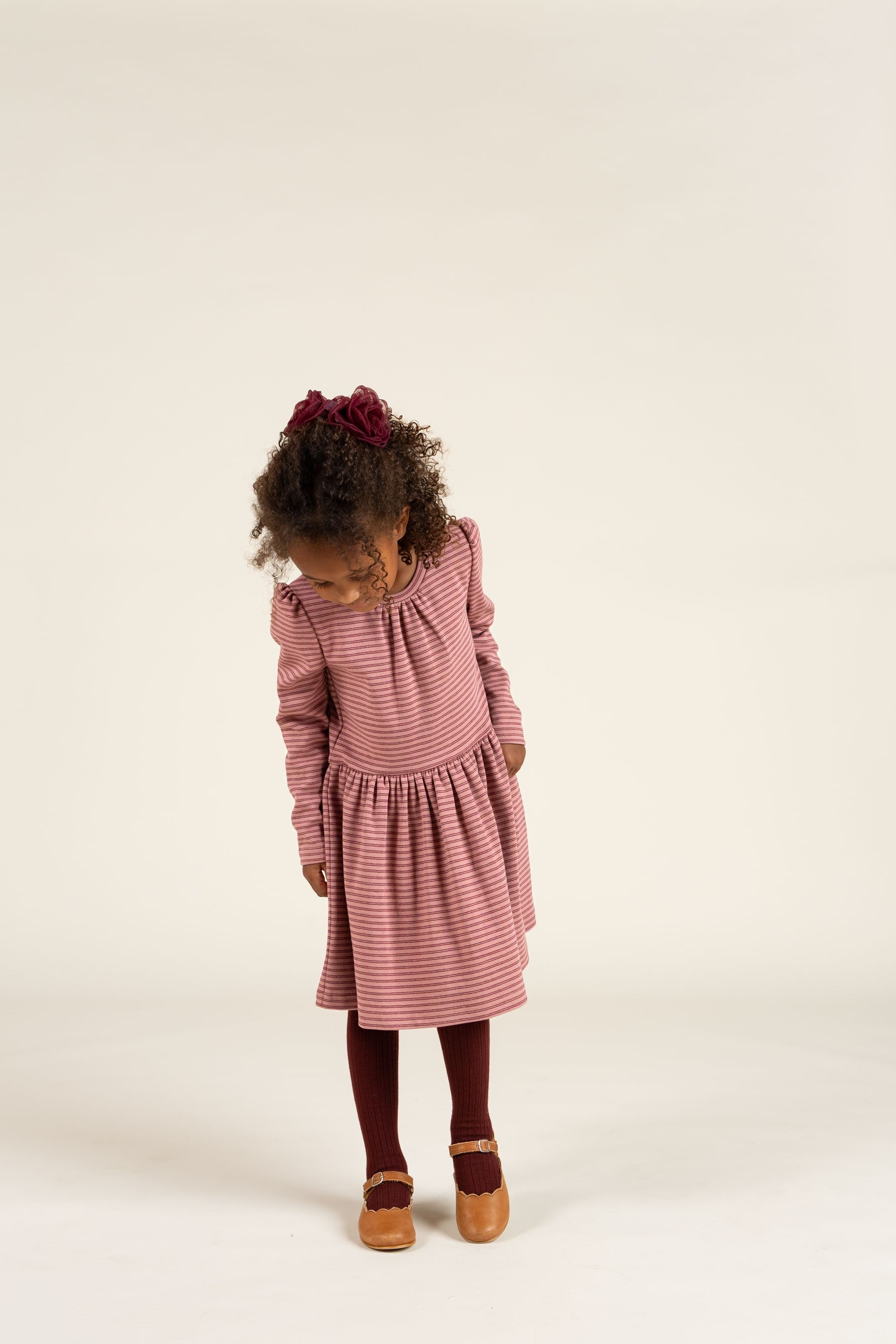 Gestreepte jersey jurk - Kids - Rose Stripe | 100650 Elise