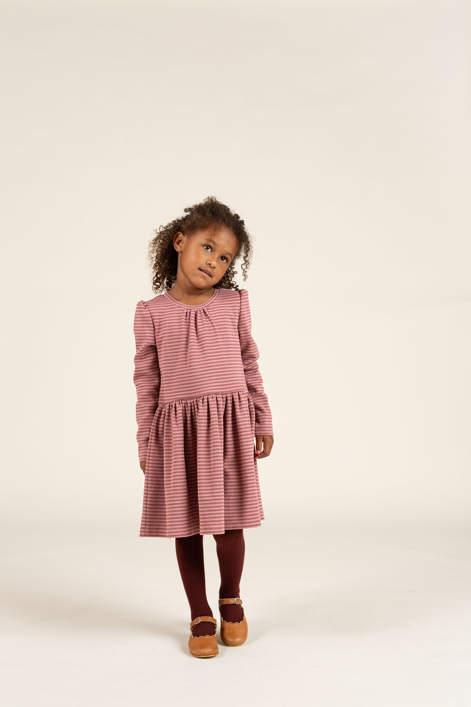 Gestreepte jersey jurk - Kids - Rose Stripe | 100650 Elise