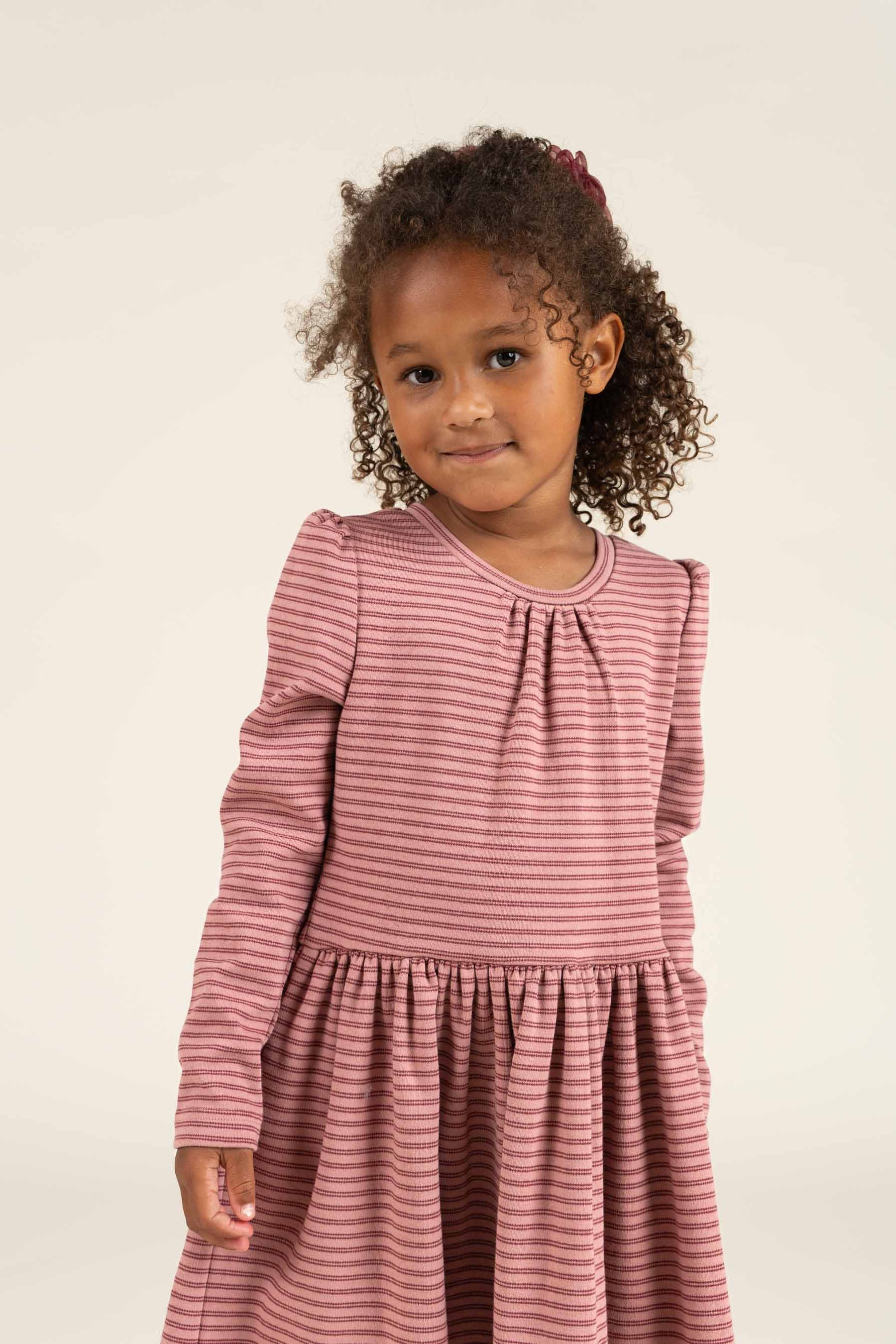 Gestreepte jersey jurk - Kids - Rose Stripe | 100650 Elise