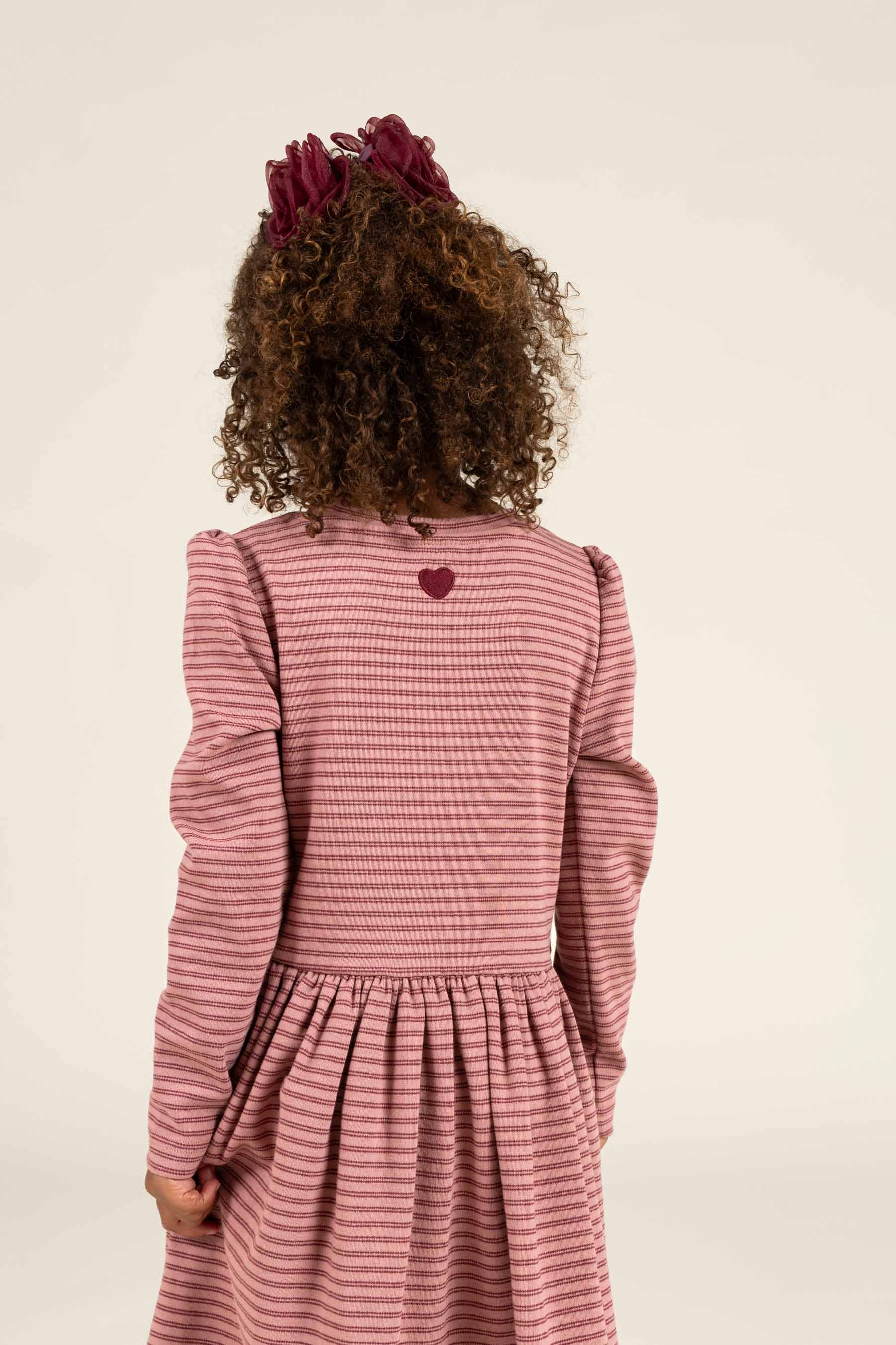 Gestreepte jersey jurk - Kids - Rose Stripe | 100650 Elise