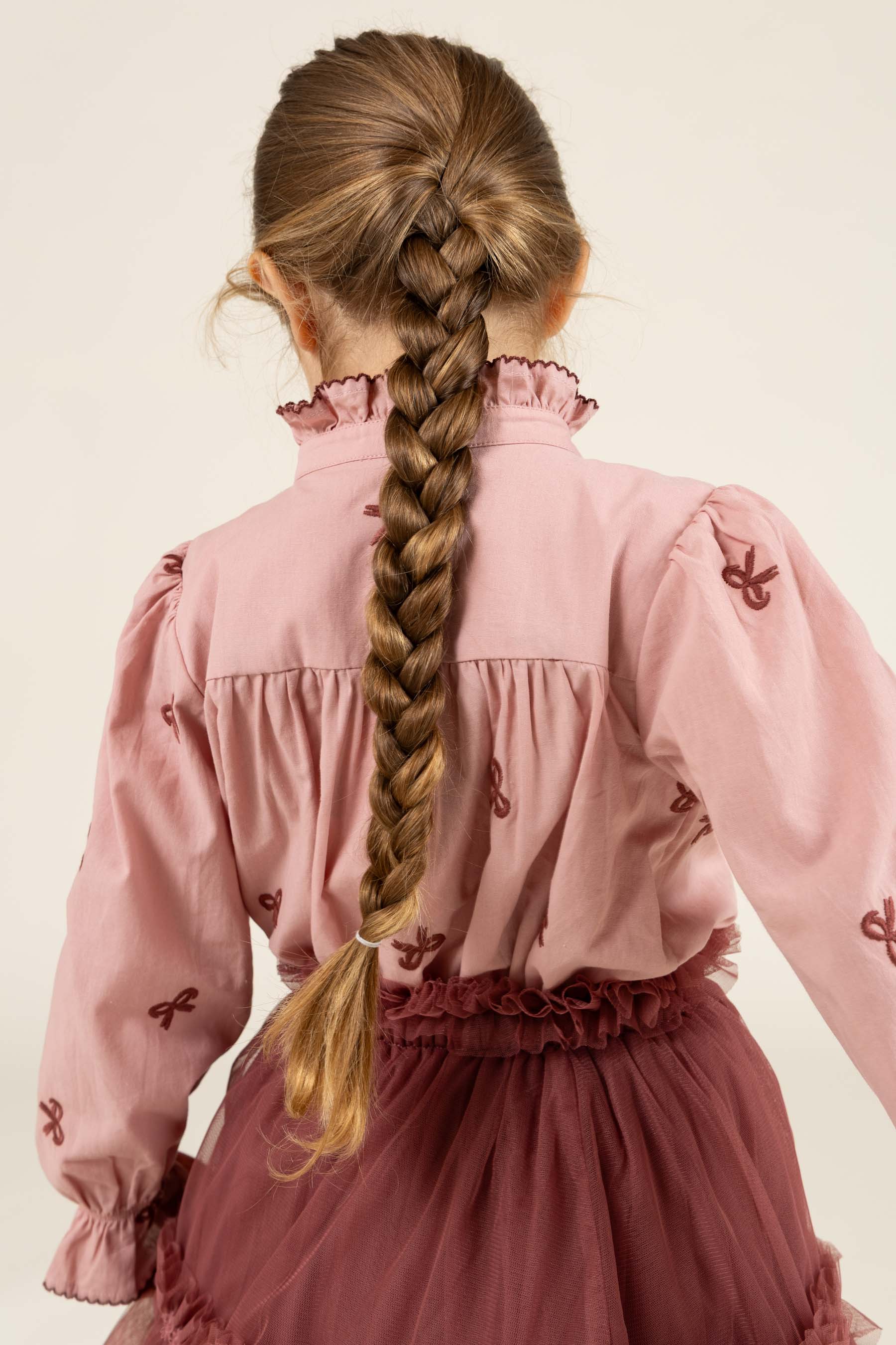Popeline blouse met borduursel - Kids - Rose | 100677 Adison