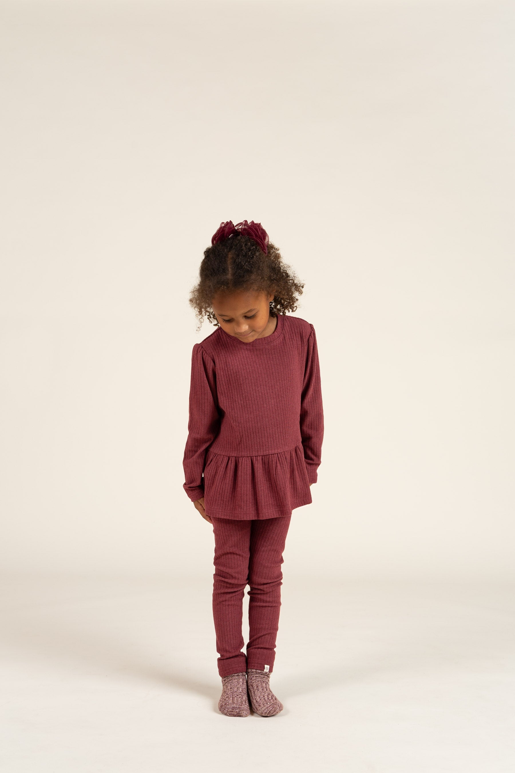 Zachte Rib Legging - Kids - Burgundy Melange | 100698 Alana