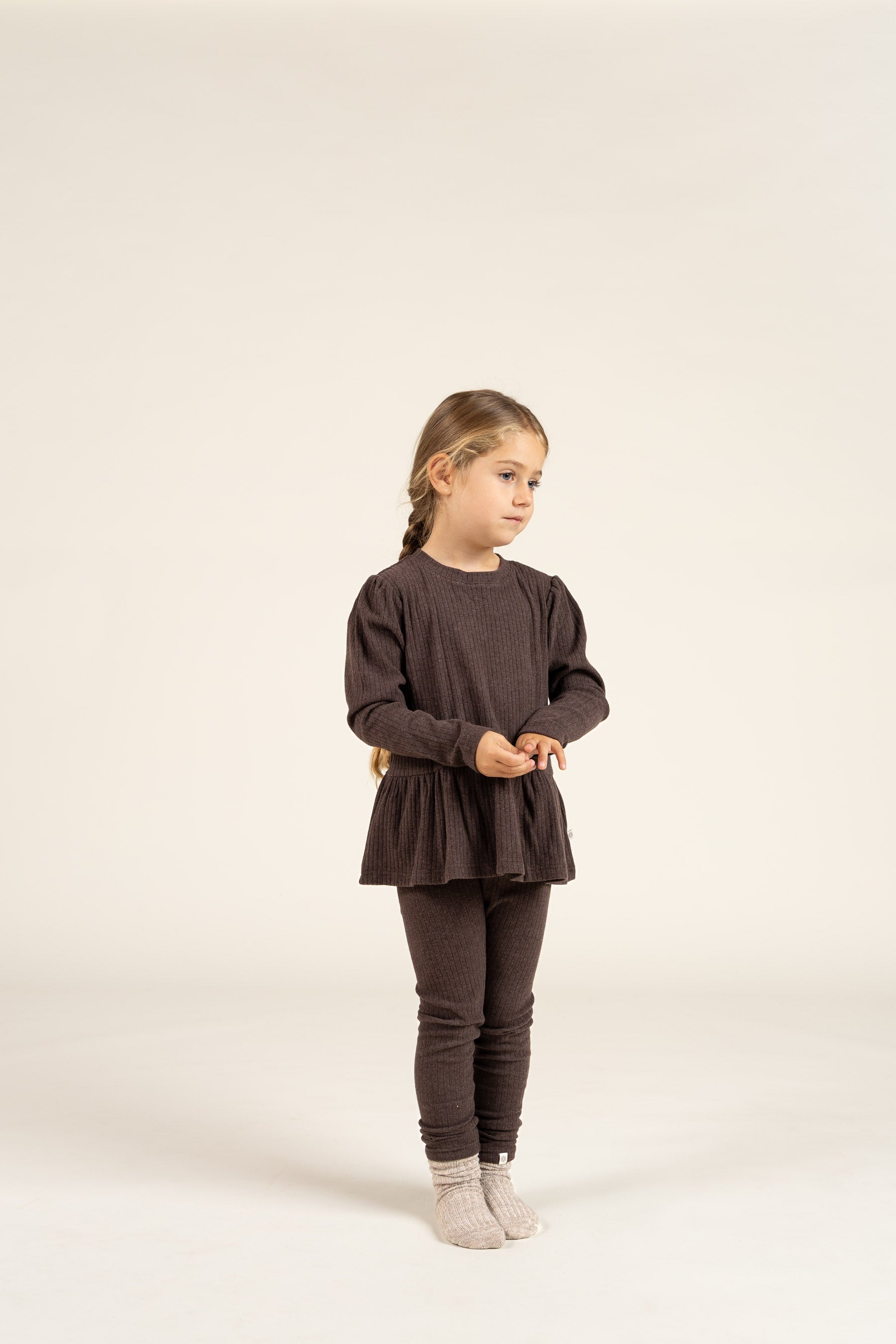 Zachte Rib Legging - Kids - Chocolate Melange | 100697 Alana