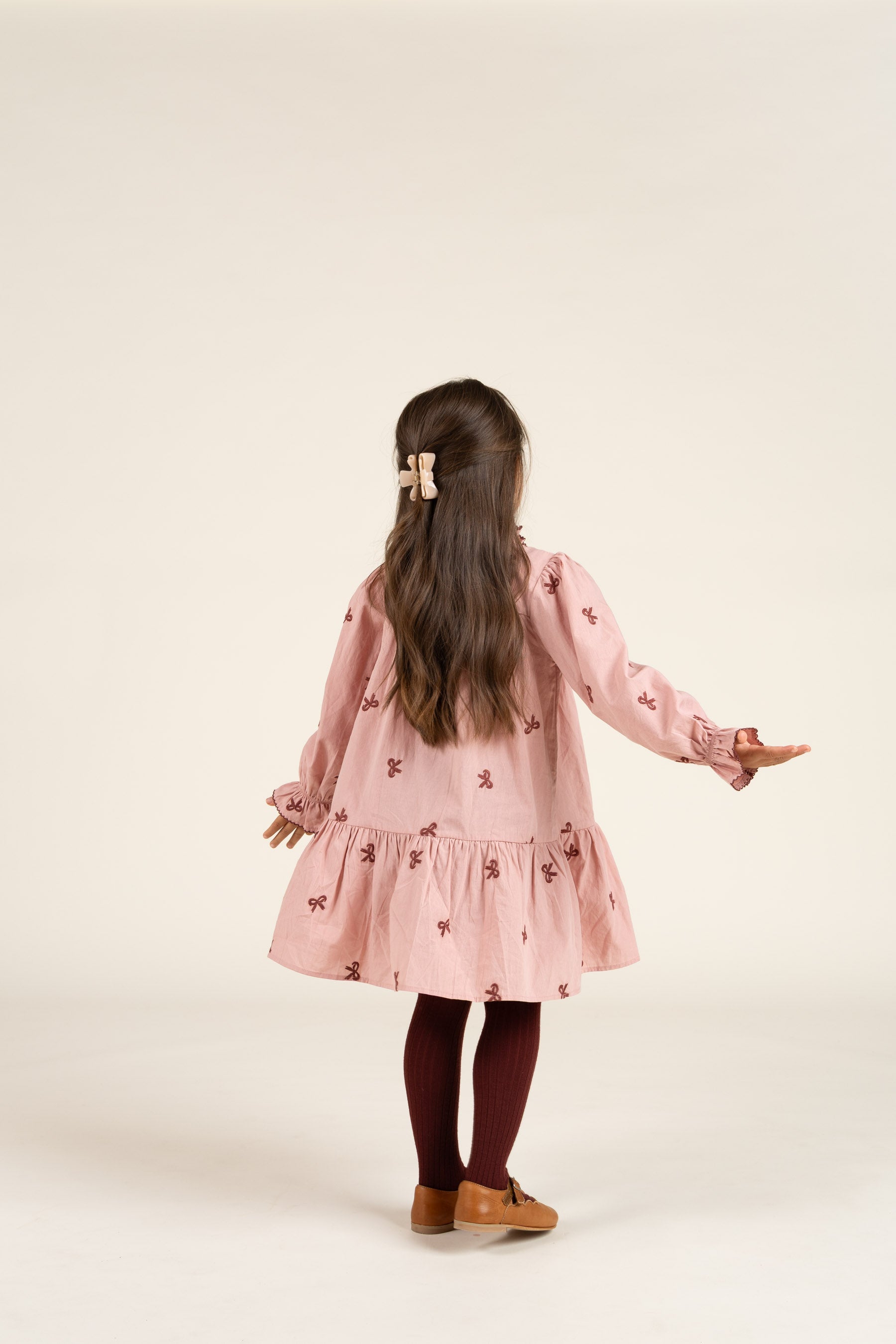 Popeline jurk met borduursel - Kids - Rose | 100681 Adison